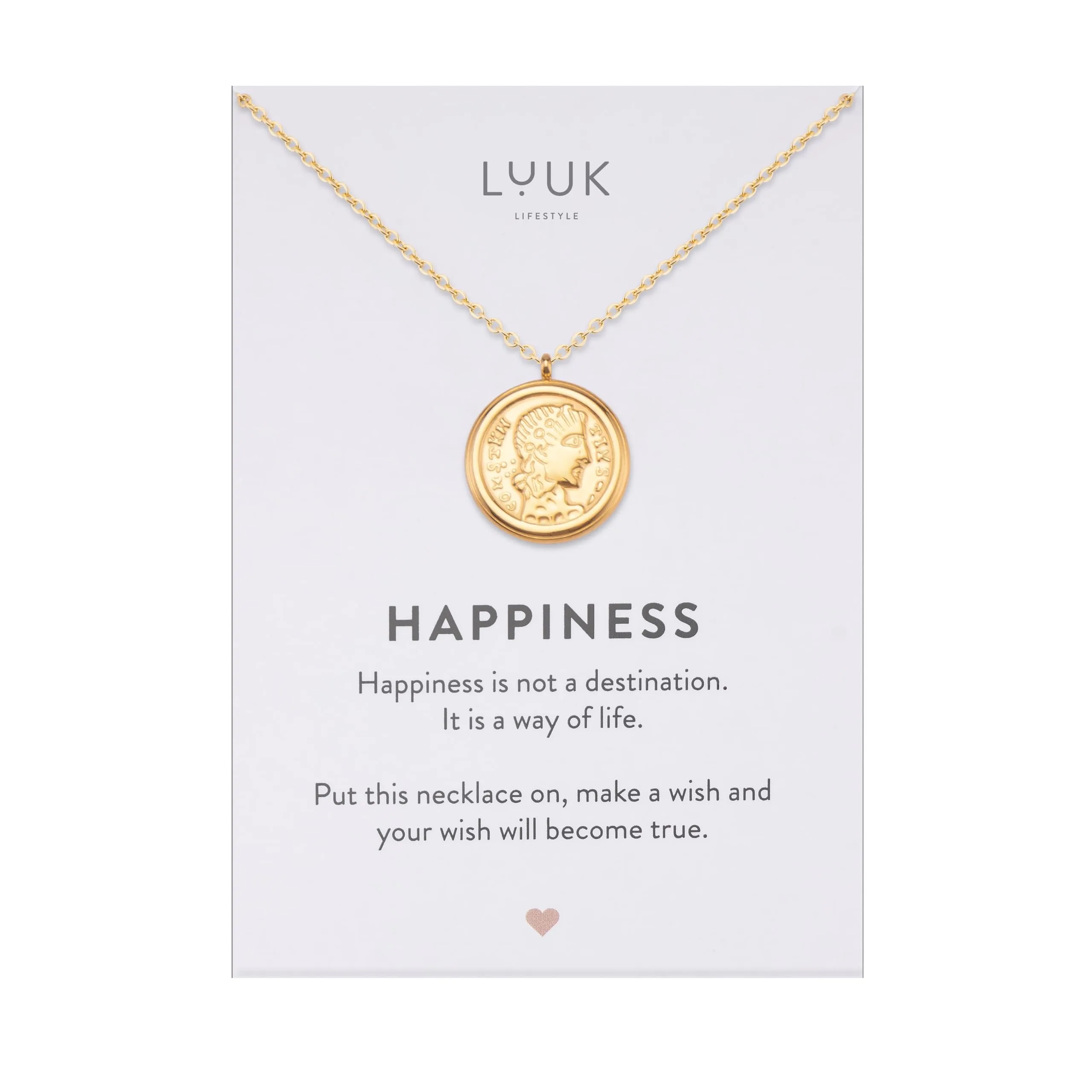 LUUK LIFESTYLE collana in acciaio inossidabile con ciondolo Cleopatra, adatto a pelli sensibili, idea regalo, lunghezza regolabile, oro - immagine 1