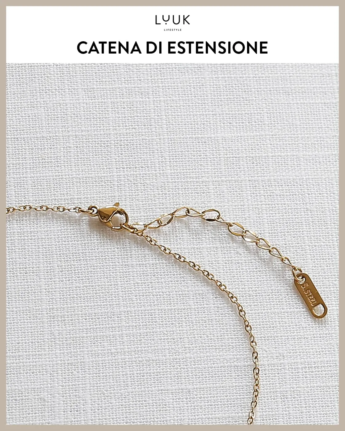 LUUK LIFESTYLE Collana semplice con ciondolo occhio turco, portafortuna e simbolo orientale di prosperità e ricchezza, acciaio inossidabile, 50 cm, oro - immagine 7