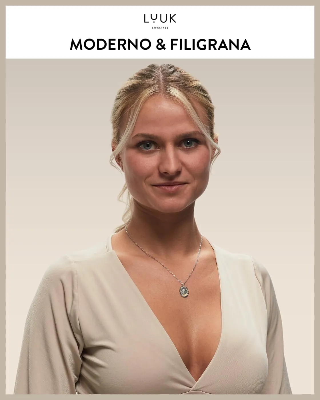 LUUK LIFESTYLE Gioielli da donna con ciondolo Boho-Sun, design retro-chic per lei, lunghezza della catena regolabile, 50 cm, argento - immagine 2