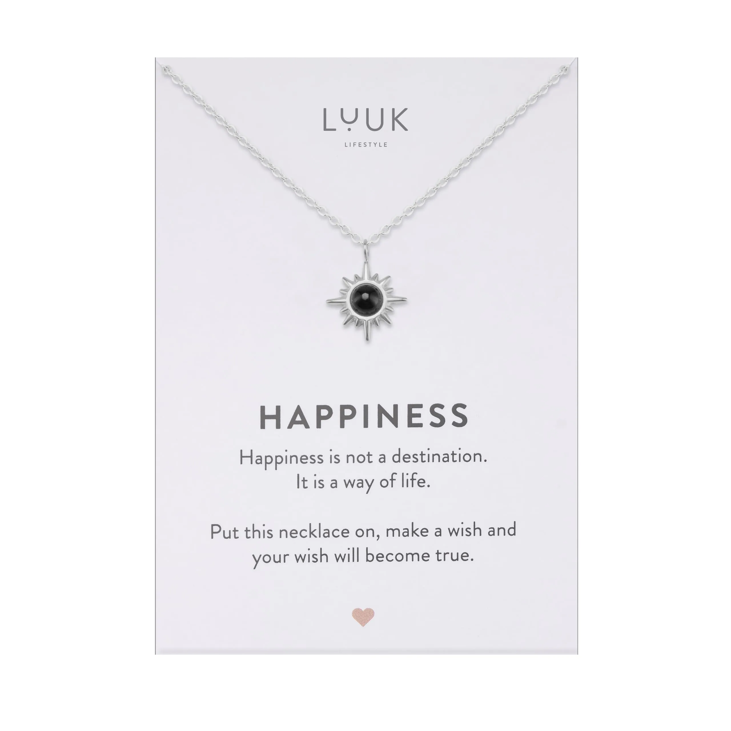 LUUK LIFESTYLE Collana con Ciondolo Stella Polare in Acciaio Inossidabile e carta HAPPINESS, Gioielli Donna, Amicizia, Amore, Regali per Lei, Madre, Natale, Portafortuna, Argento (50cm c.) - immagine 1