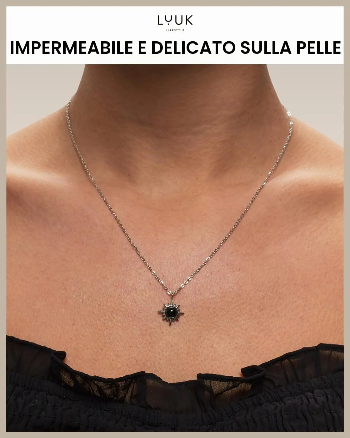 LUUK LIFESTYLE Collana con Ciondolo Stella Polare in Acciaio Inossidabile e carta HAPPINESS, Gioielli Donna, Amicizia, Amore, Regali per Lei, Madre, Natale, Portafortuna, Argento (50cm c.) - immagine 3