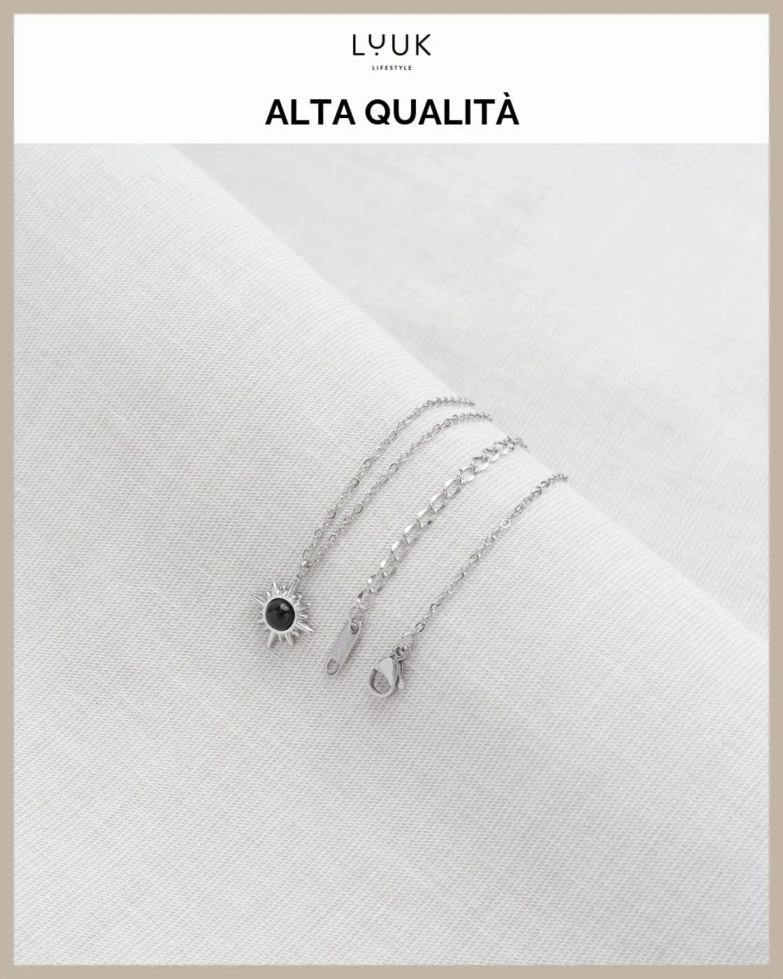 LUUK LIFESTYLE Collana con Ciondolo Stella Polare in Acciaio Inossidabile e carta HAPPINESS, Gioielli Donna, Amicizia, Amore, Regali per Lei, Madre, Natale, Portafortuna, Argento (50cm c.) - immagine 4