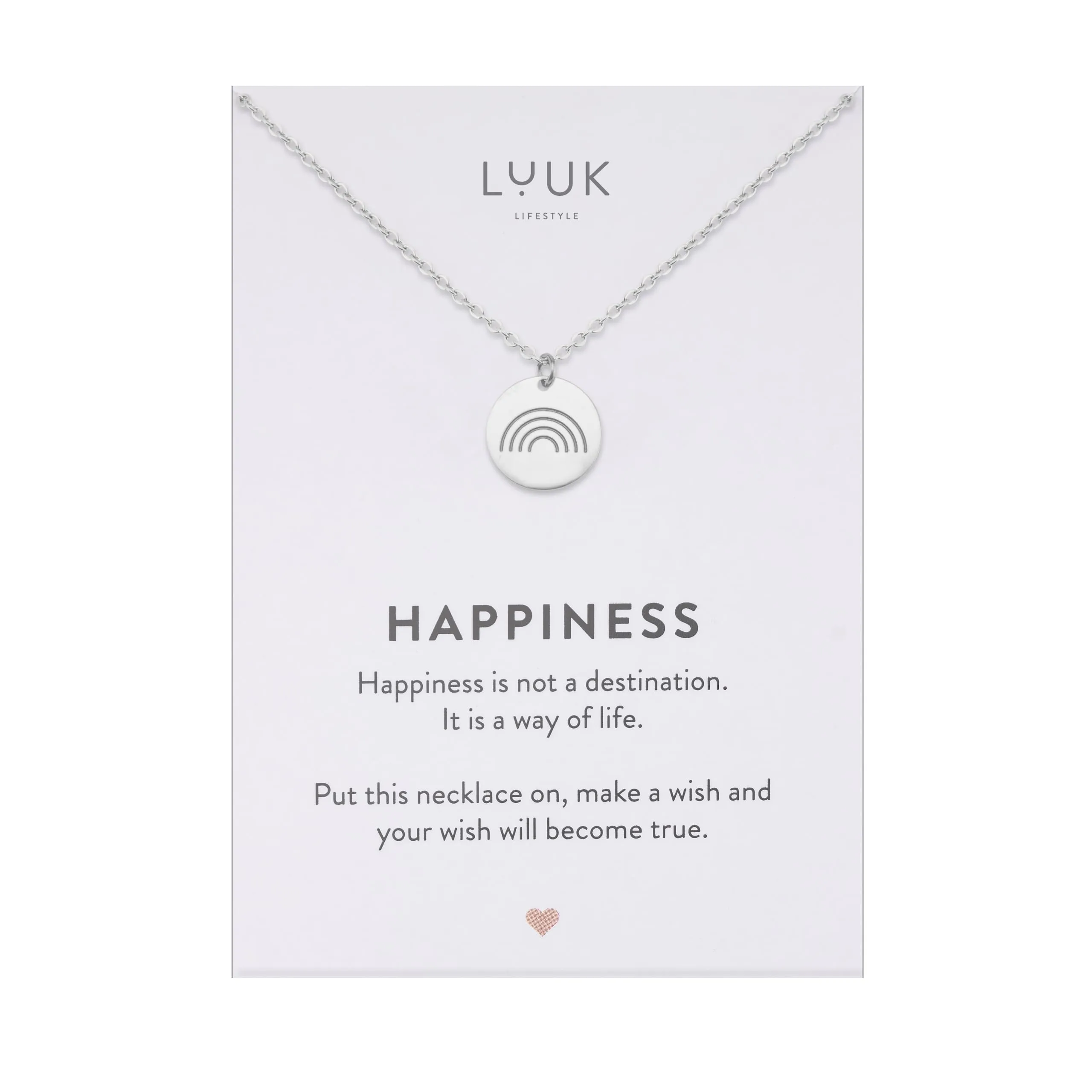 LUUK LIFESTYLE Collana minimal con ciondolo motivo arcobaleno, stile-boho, femminile, 50 cm, idea regalo di compleanno, argento - immagine 1