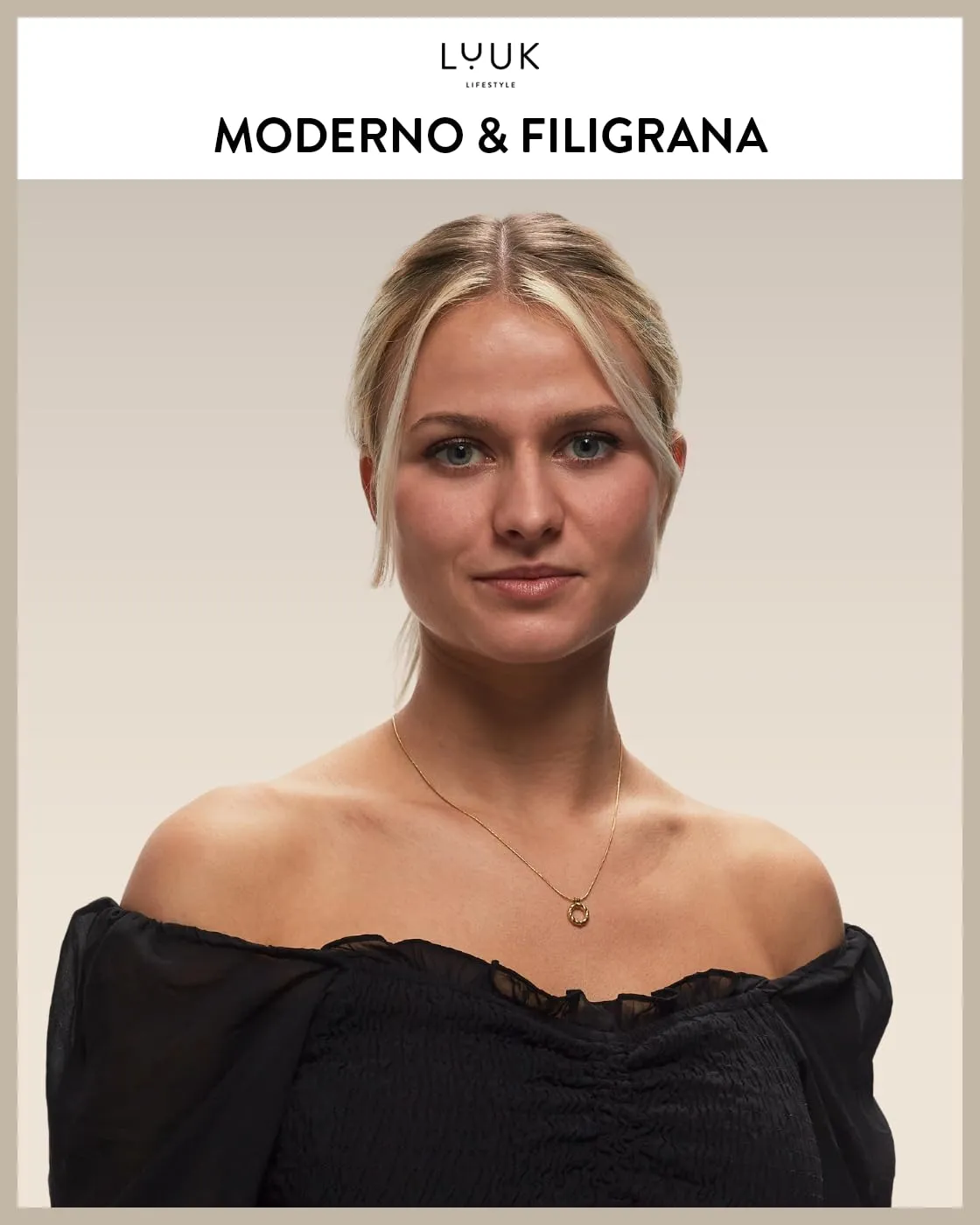 LUUK LIFESTYLE Collana con ciondolo a forma di ghirlanda in acciaio inossidabile, gioiello impermeabile e resistente, idea per compleanno, oro - immagine 2