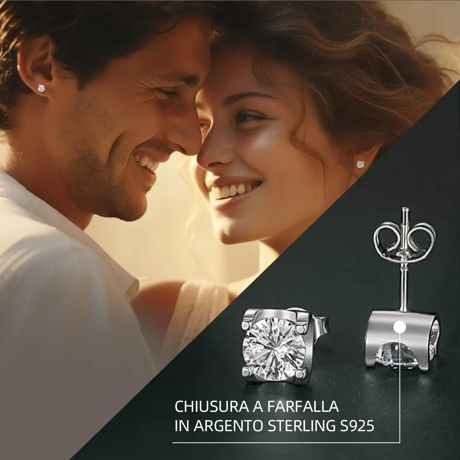 Orecchini in moissanite per donna, Diamante in moissanite da 1CT, coltivato in laboratorio, orecchini in argento 925 placcato in oro bianco 18K, adatti per uomini e donne, gioiello regalo. - immagine 4