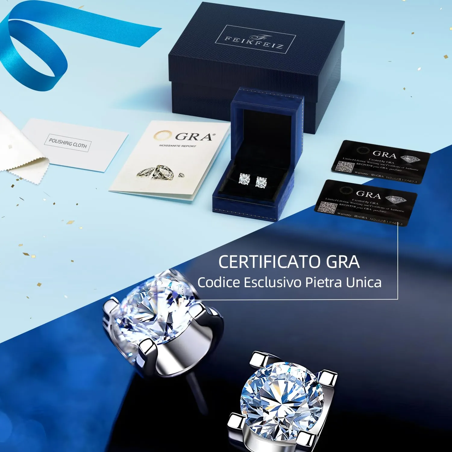 Orecchini in moissanite per donna, Diamante in moissanite da 1CT, coltivato in laboratorio, orecchini in argento 925 placcato in oro bianco 18K, adatti per uomini e donne, gioiello regalo. - immagine 5