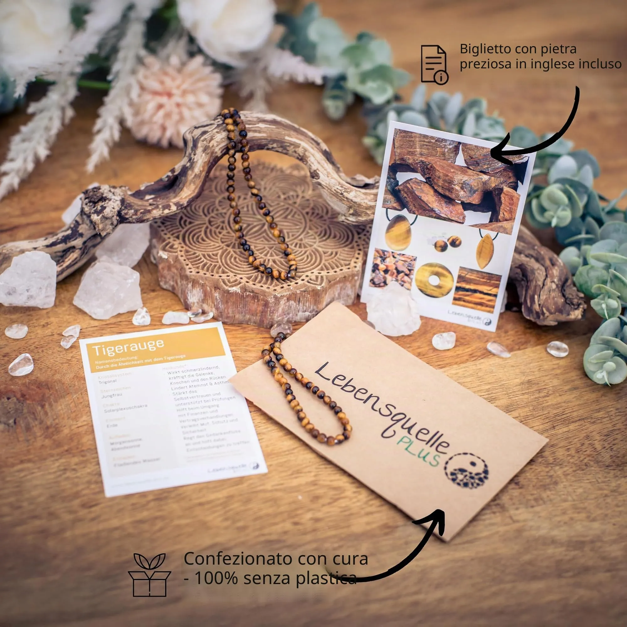 Collana con perline in pietra preziosa + chiusura in argento 925 4 mm - immagine 3