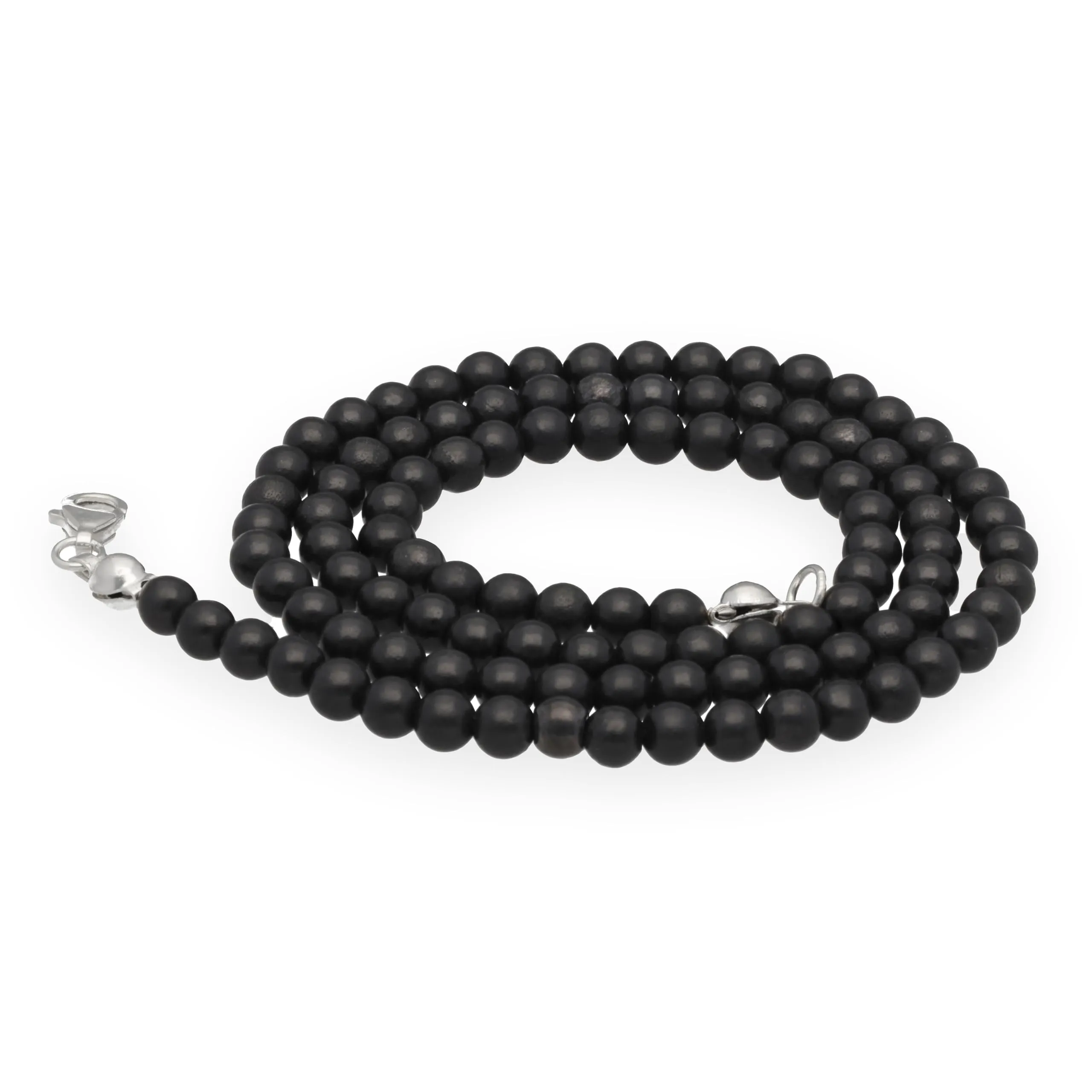 Collana con perline in pietra preziosa + chiusura in argento 925 (Shungite) - immagine 1