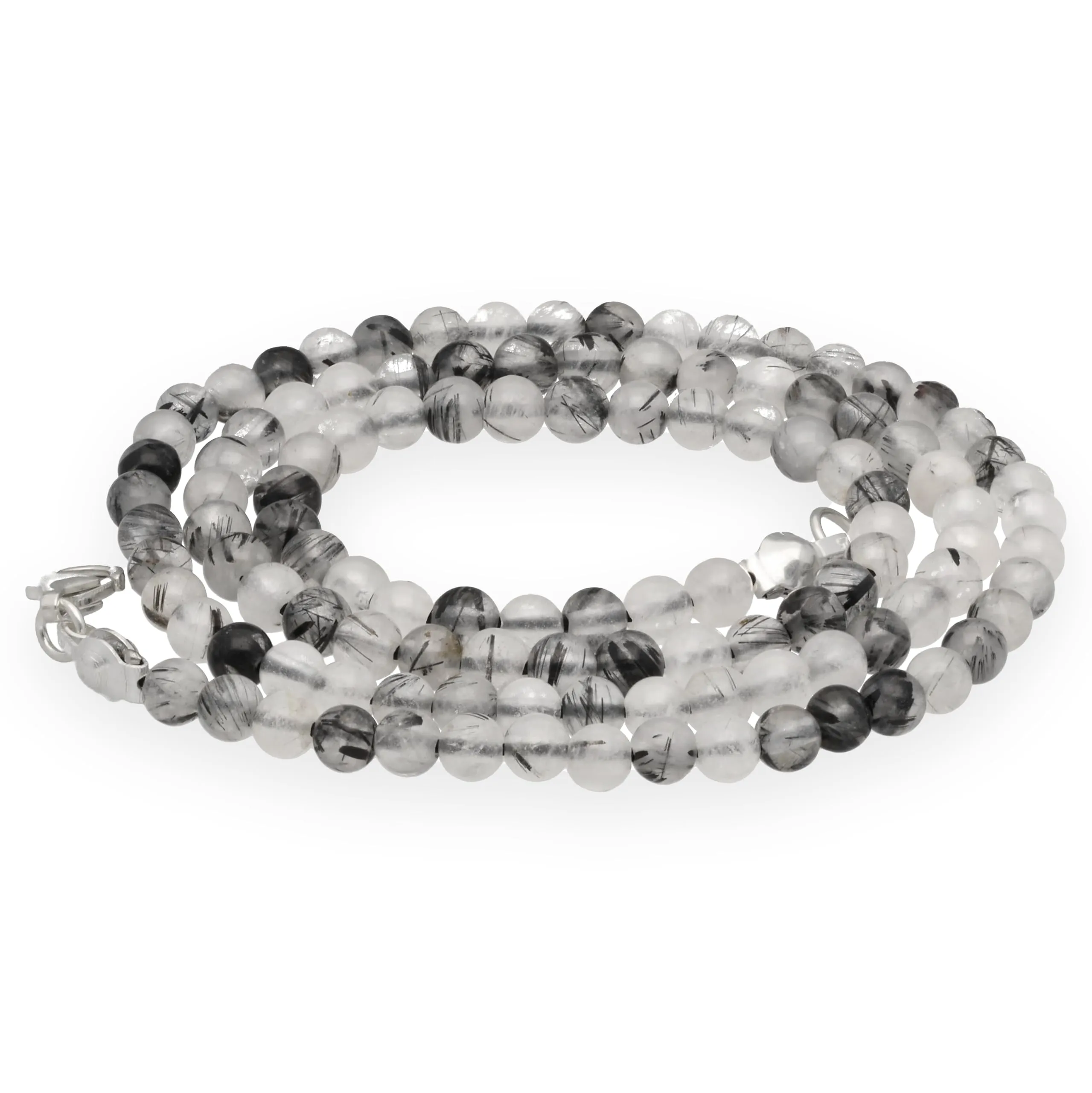 Collana con perline in pietra preziosa + chiusura in argento 925 4 mm - immagine 1