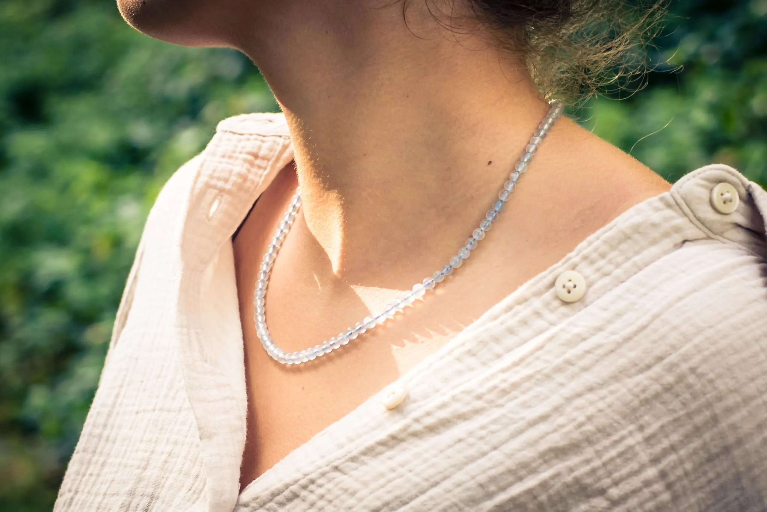 Collana con perline in pietra preziosa + chiusura in argento 925 4 mm - immagine 2