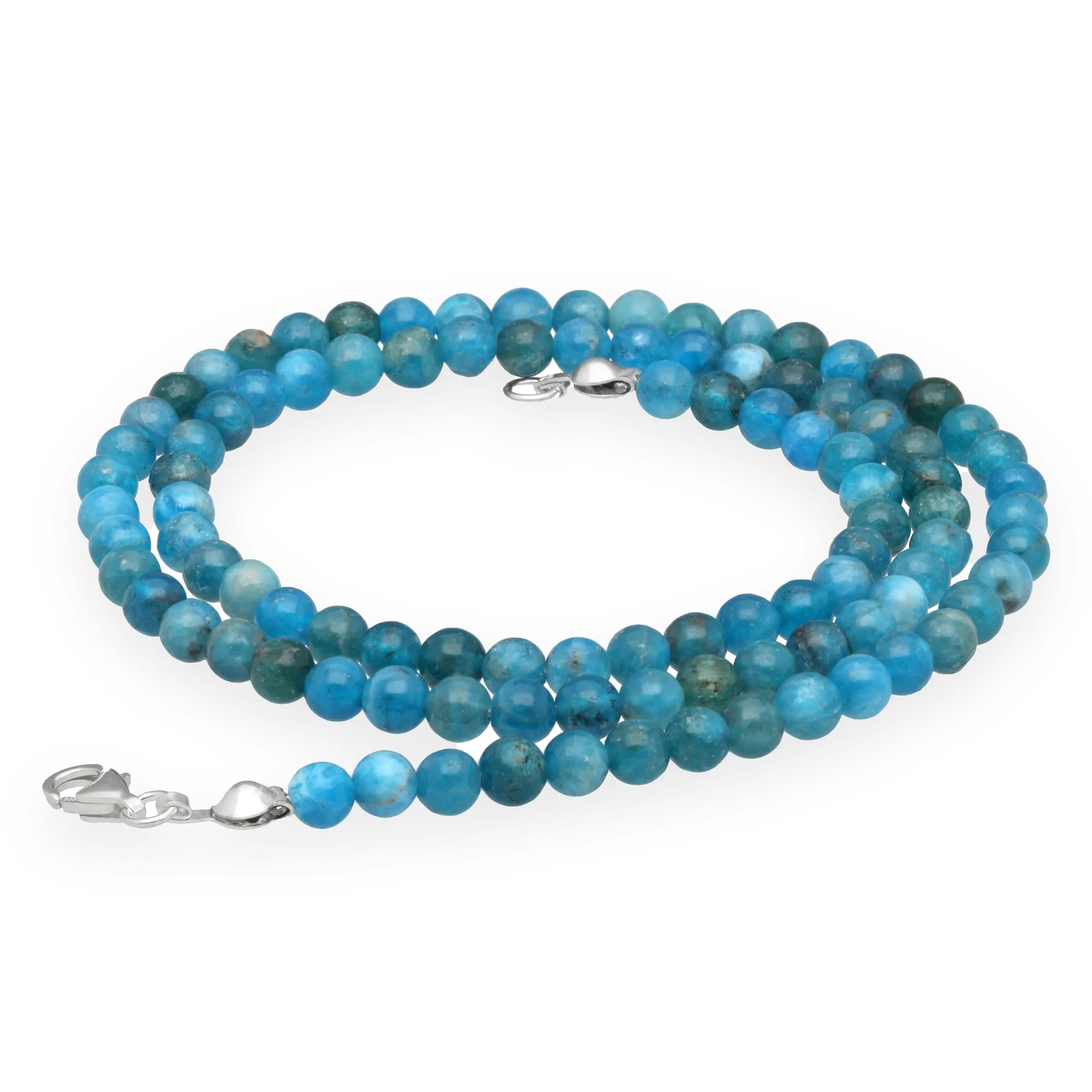 Collana con perline in pietra preziosa + chiusura in argento 925 (Apatite) - immagine 1