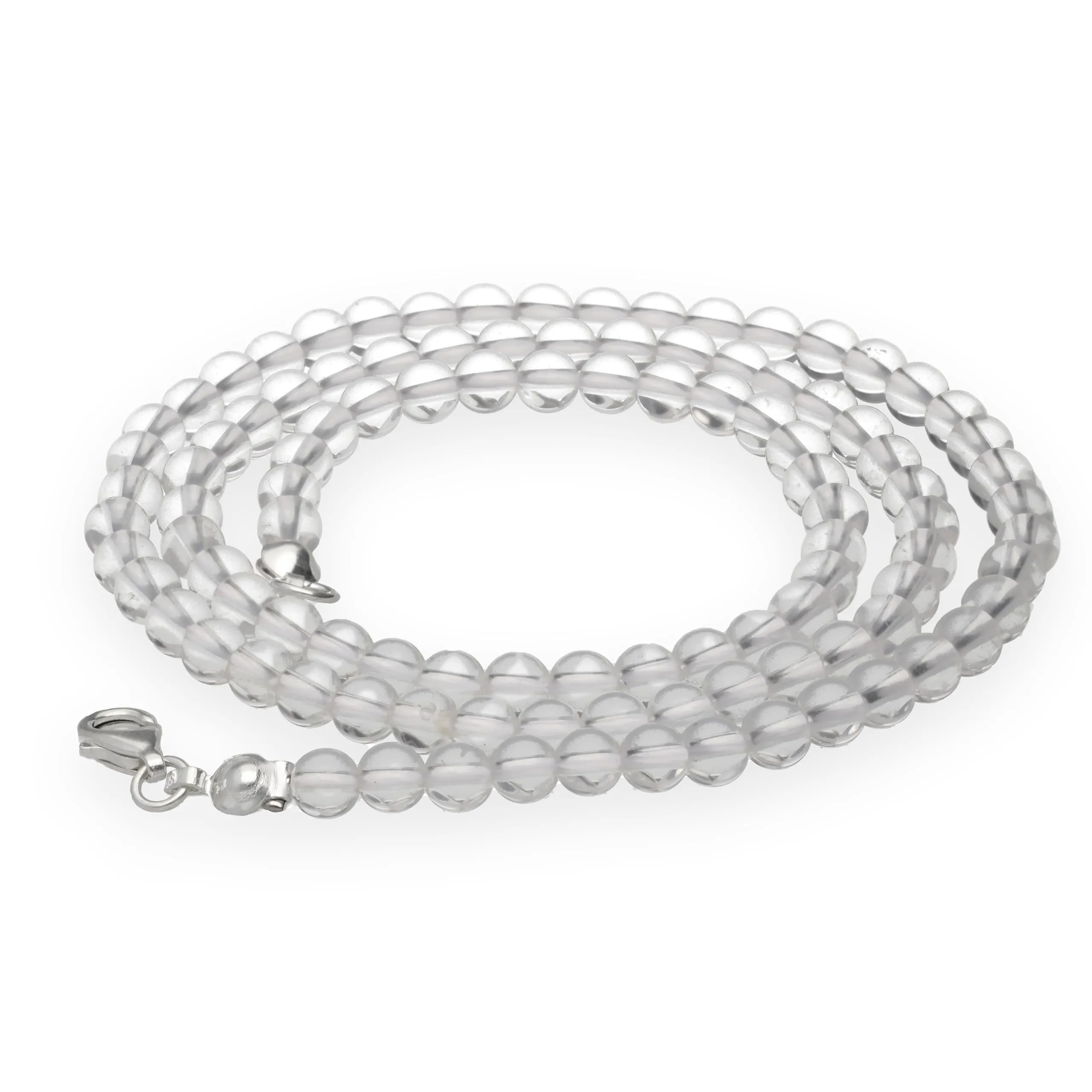 Collana con perline in pietra preziosa + chiusura in argento 925 4 mm - immagine 1