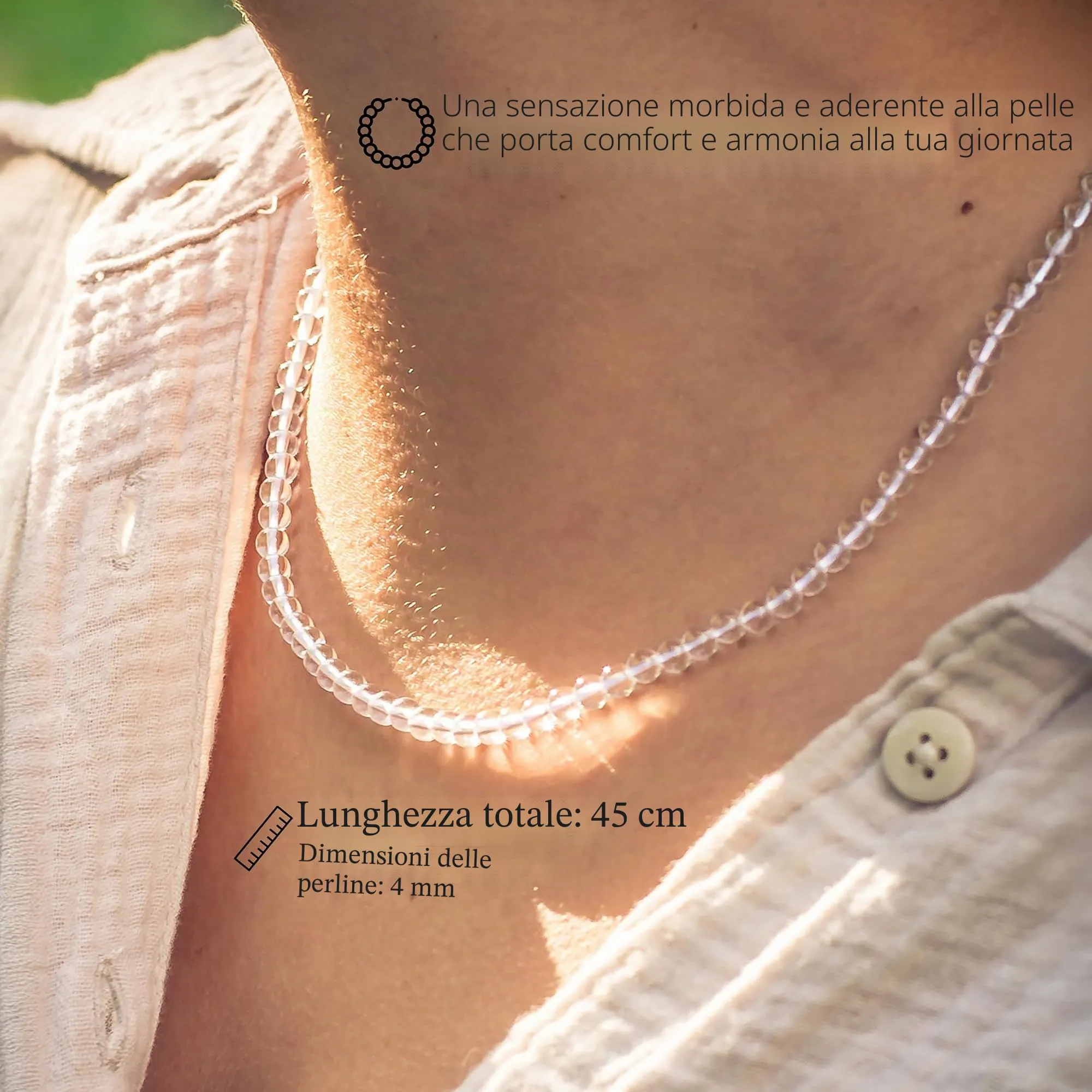Collana con perline in pietra preziosa + chiusura in argento 925 4 mm - immagine 2