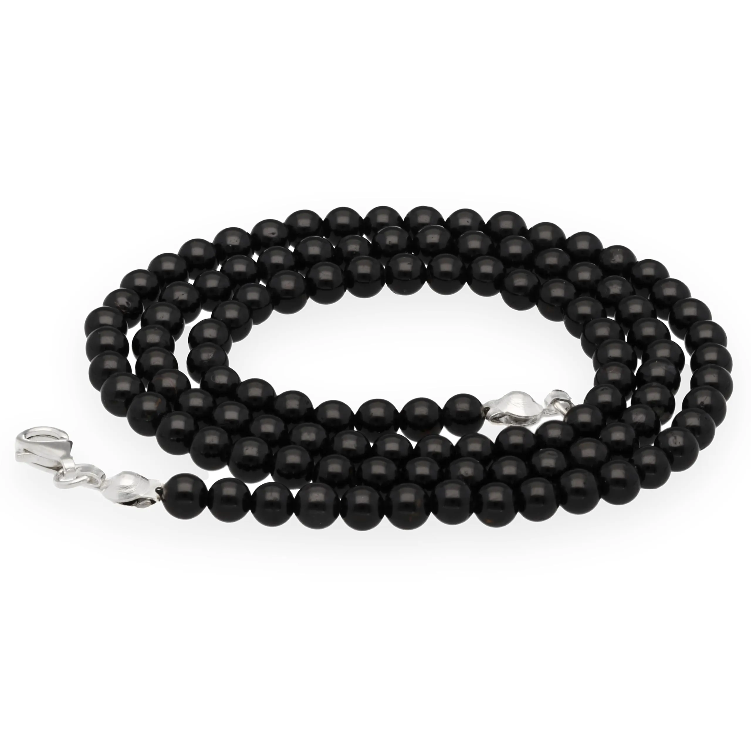 Collana con perline in pietra preziosa + chiusura in argento 925 4 mm - immagine 1