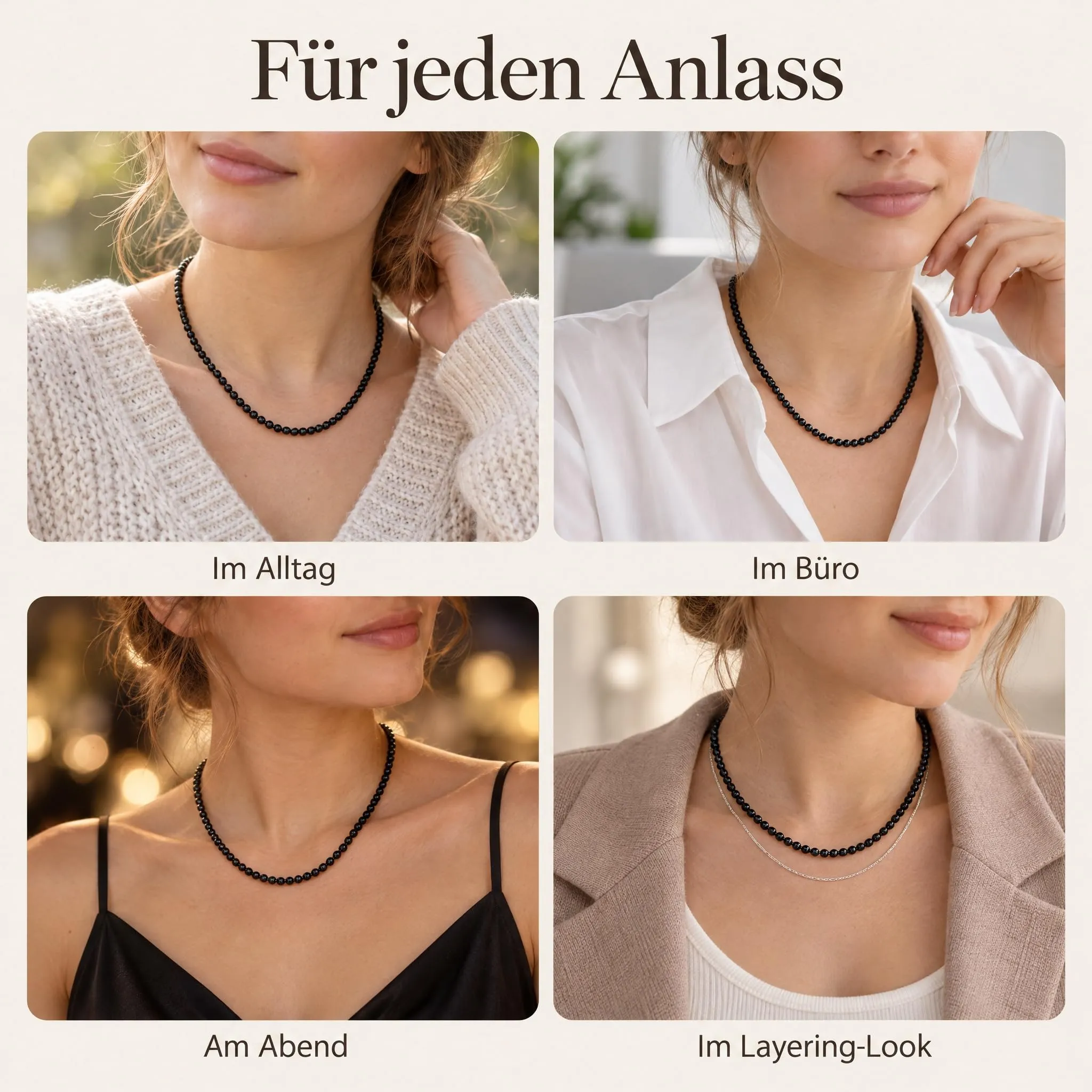 Collana con perline in pietra preziosa + chiusura in argento 925 4 mm - immagine 6