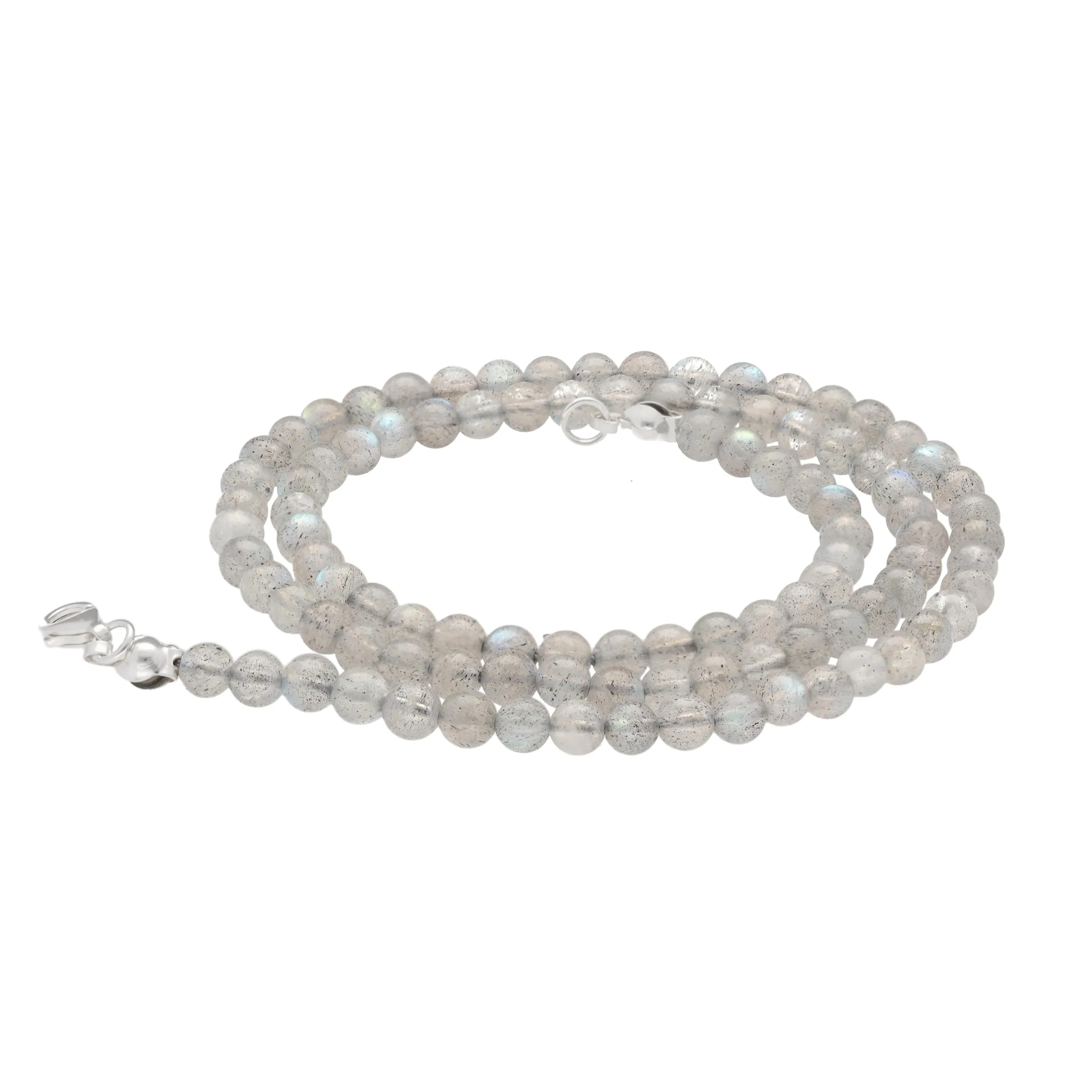 Collana con perline in pietra preziosa + chiusura in argento 925 4 mm - immagine 1
