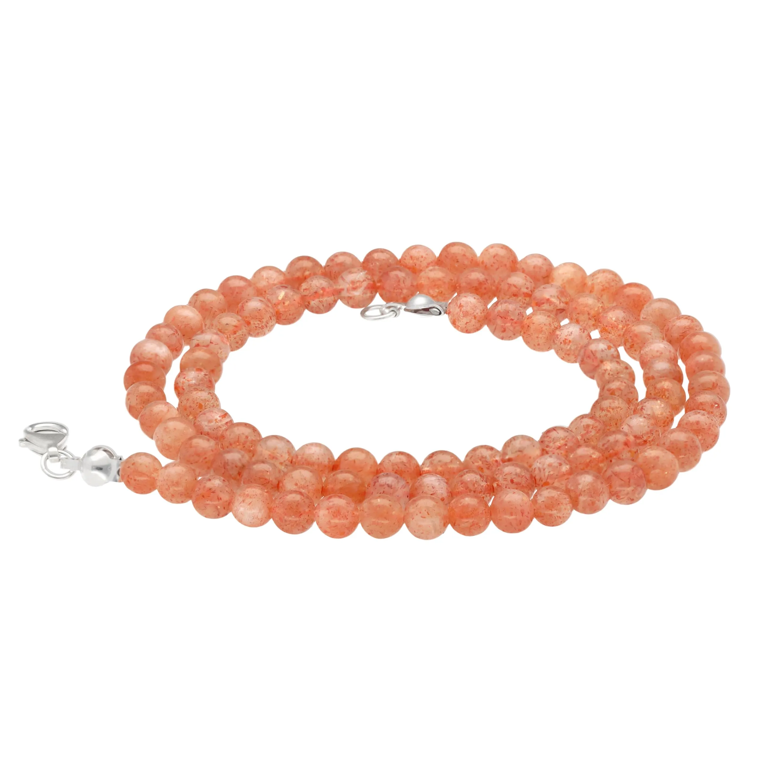 Collana con perline in pietra preziosa + chiusura in argento 925 4 mm - immagine 1