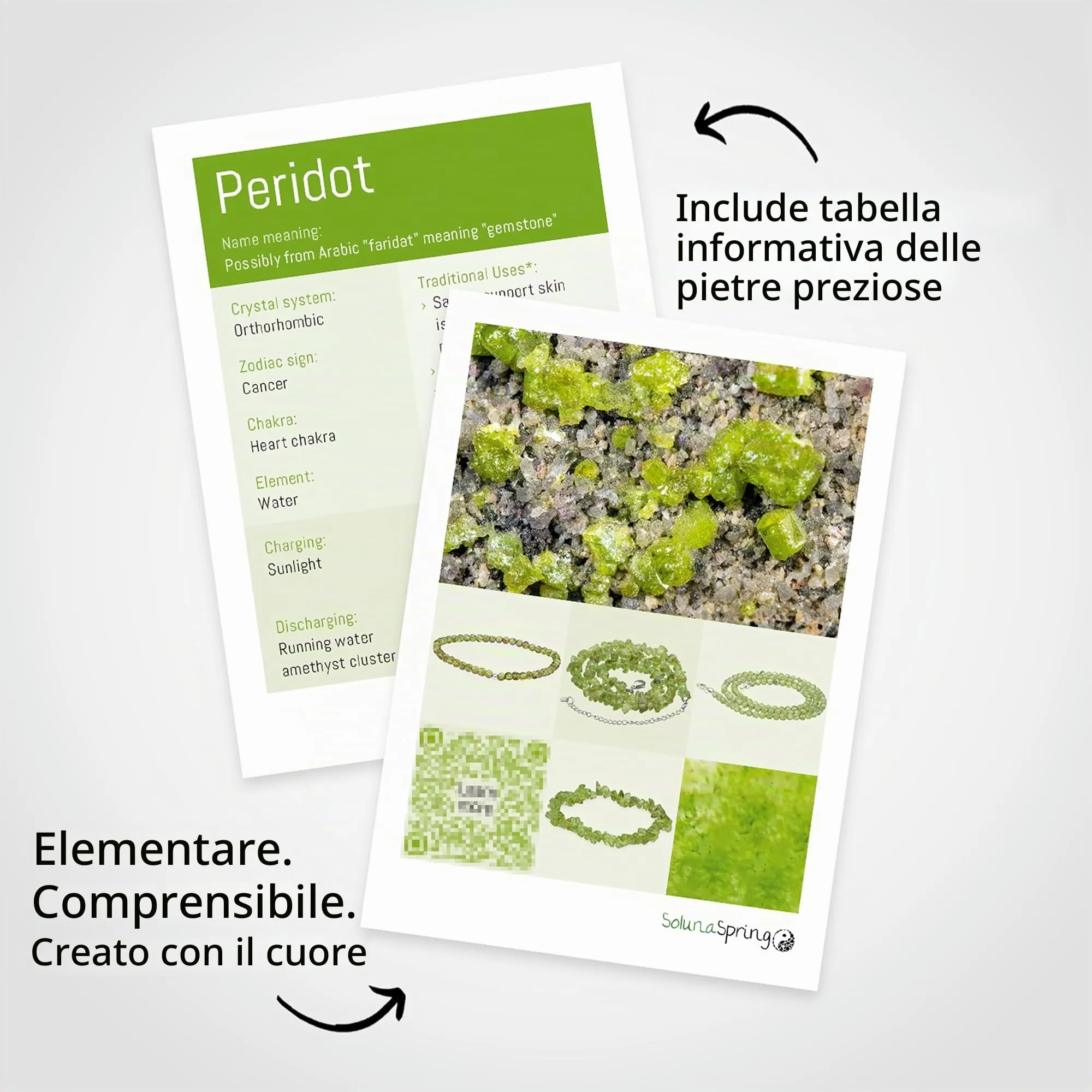 Collana con perline in pietra preziosa + chiusura in argento 925 (Peridoto) - immagine 4