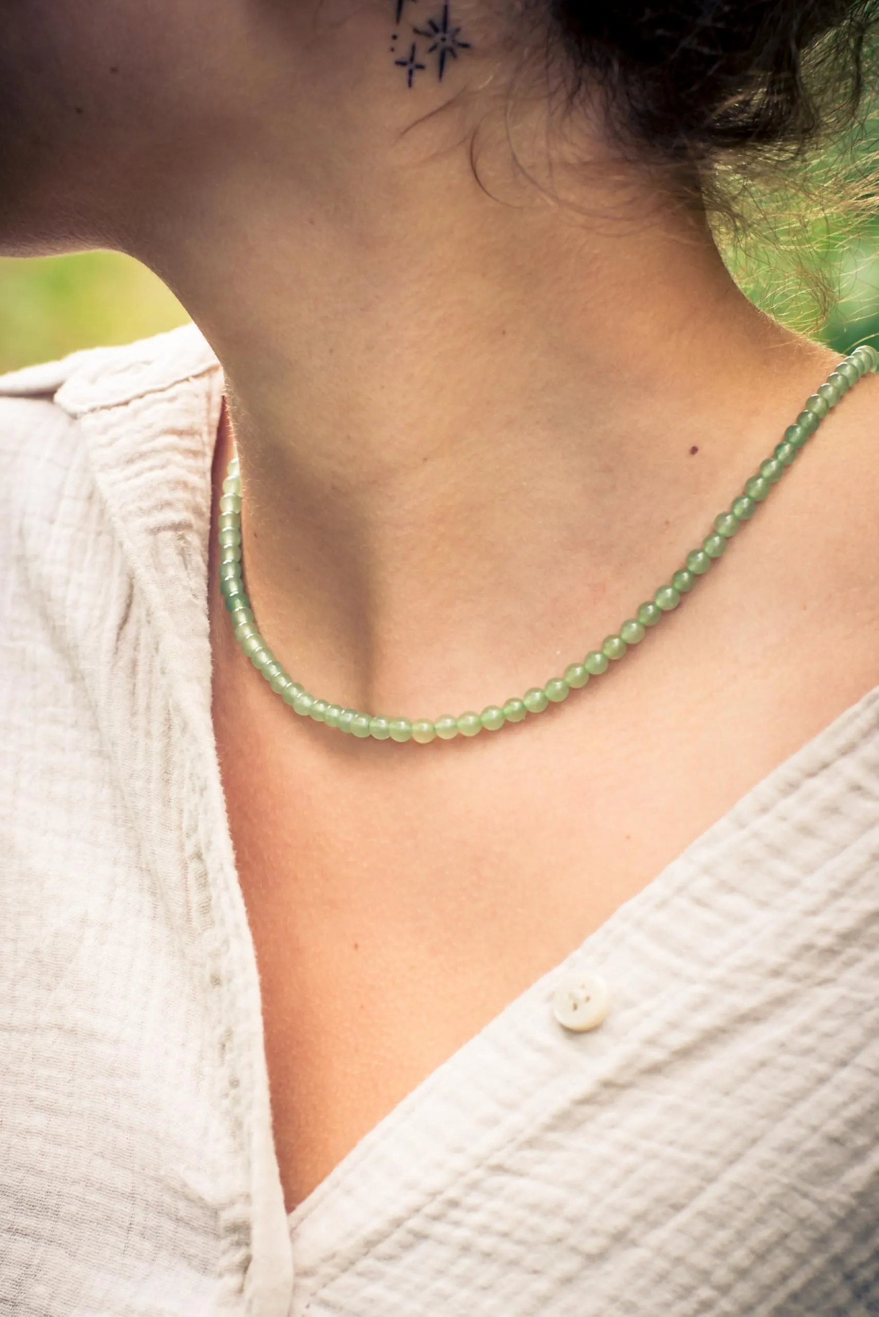 Collana con perline in pietra preziosa + chiusura in argento 925 4 mm - immagine 2
