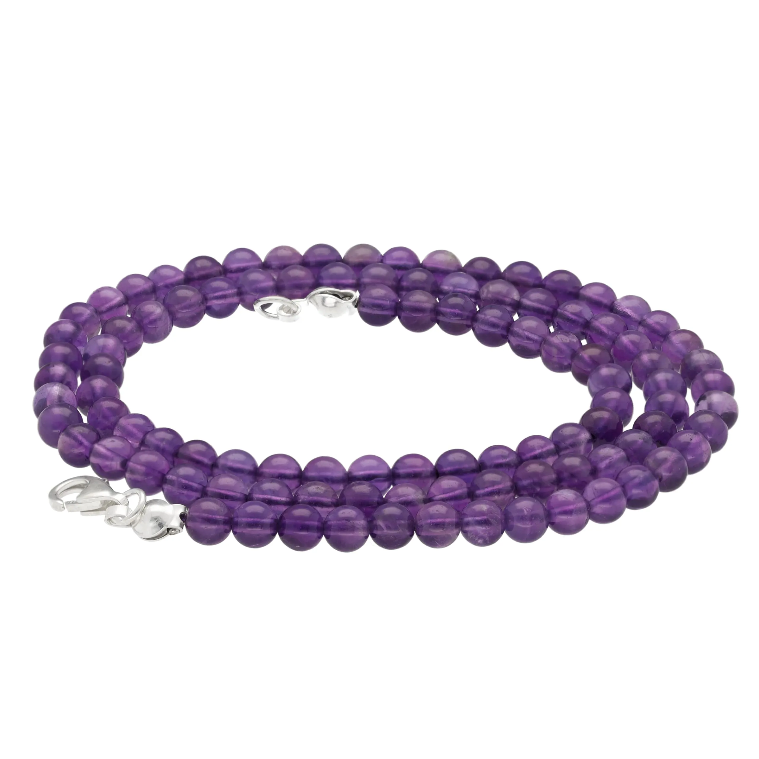 Collana con perline in pietra preziosa + chiusura in argento 925 (Ametista) - immagine 1