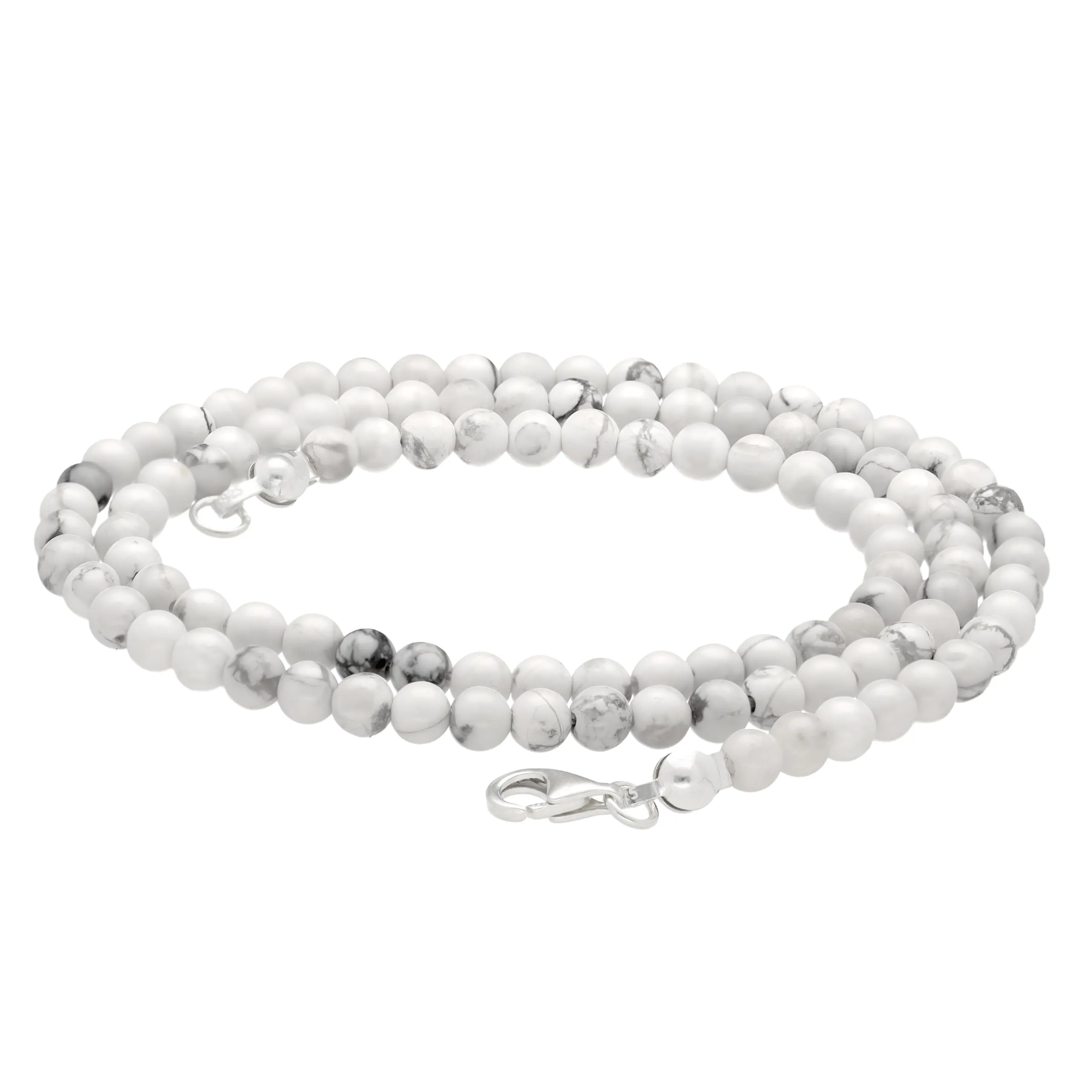 Collana con perline in pietra preziosa + chiusura in argento 925 4 mm - immagine 1