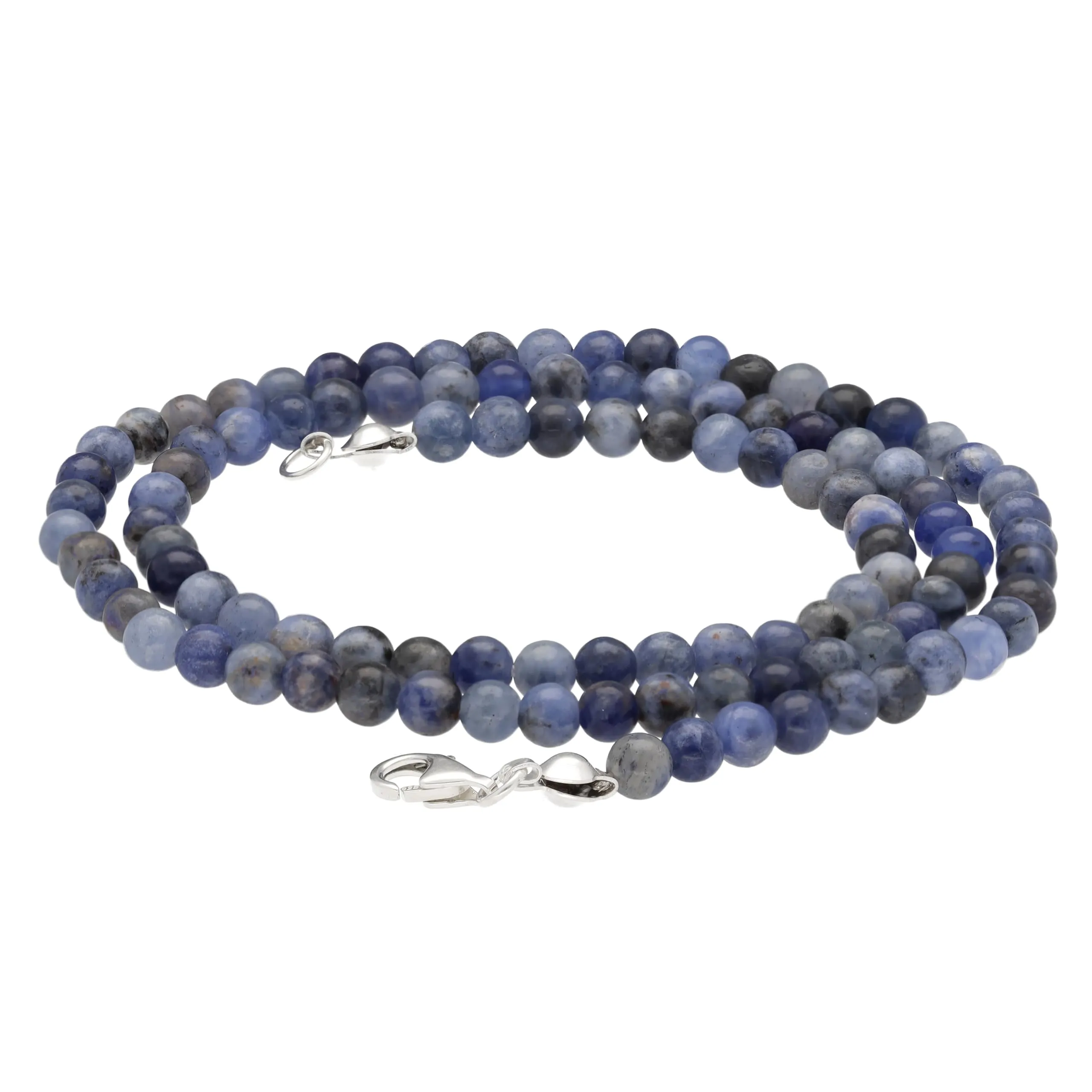 Collana con perline in pietra preziosa + chiusura in argento 925 (Sodalite) - immagine 1
