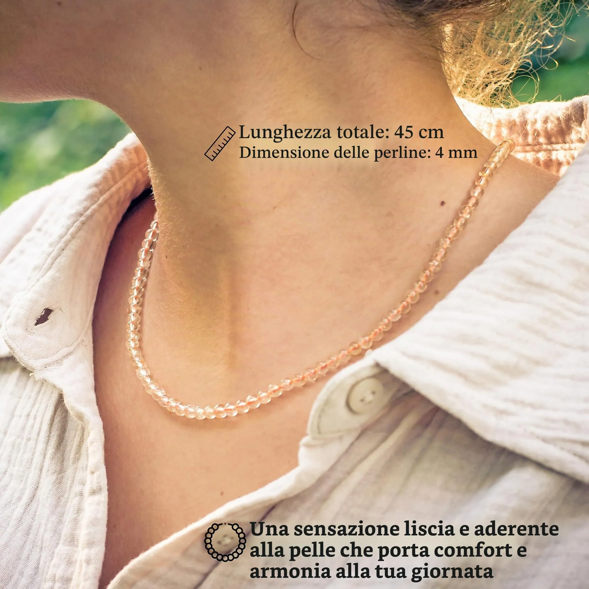 Collana con perline in pietra preziosa + chiusura in argento 925 (Citrino) - immagine 2