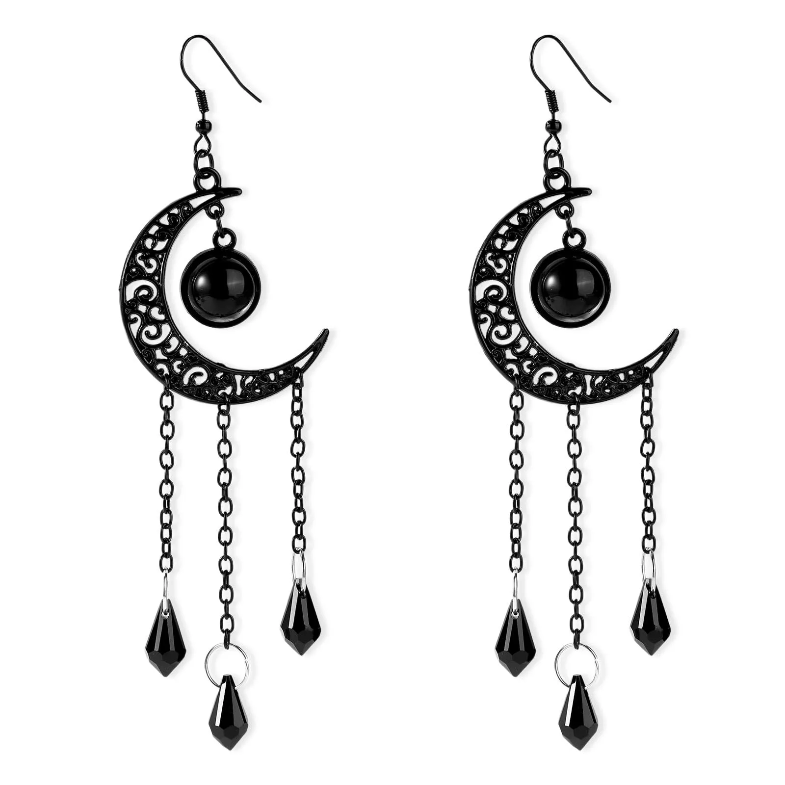 Mikovivi Orecchini Luna Nera Eleganti Orecchini Celestiali Gioielli Orecchio Luna Nera per Donne Halloween Natale Capodanno Regali per Donne Ragazze - immagine 1