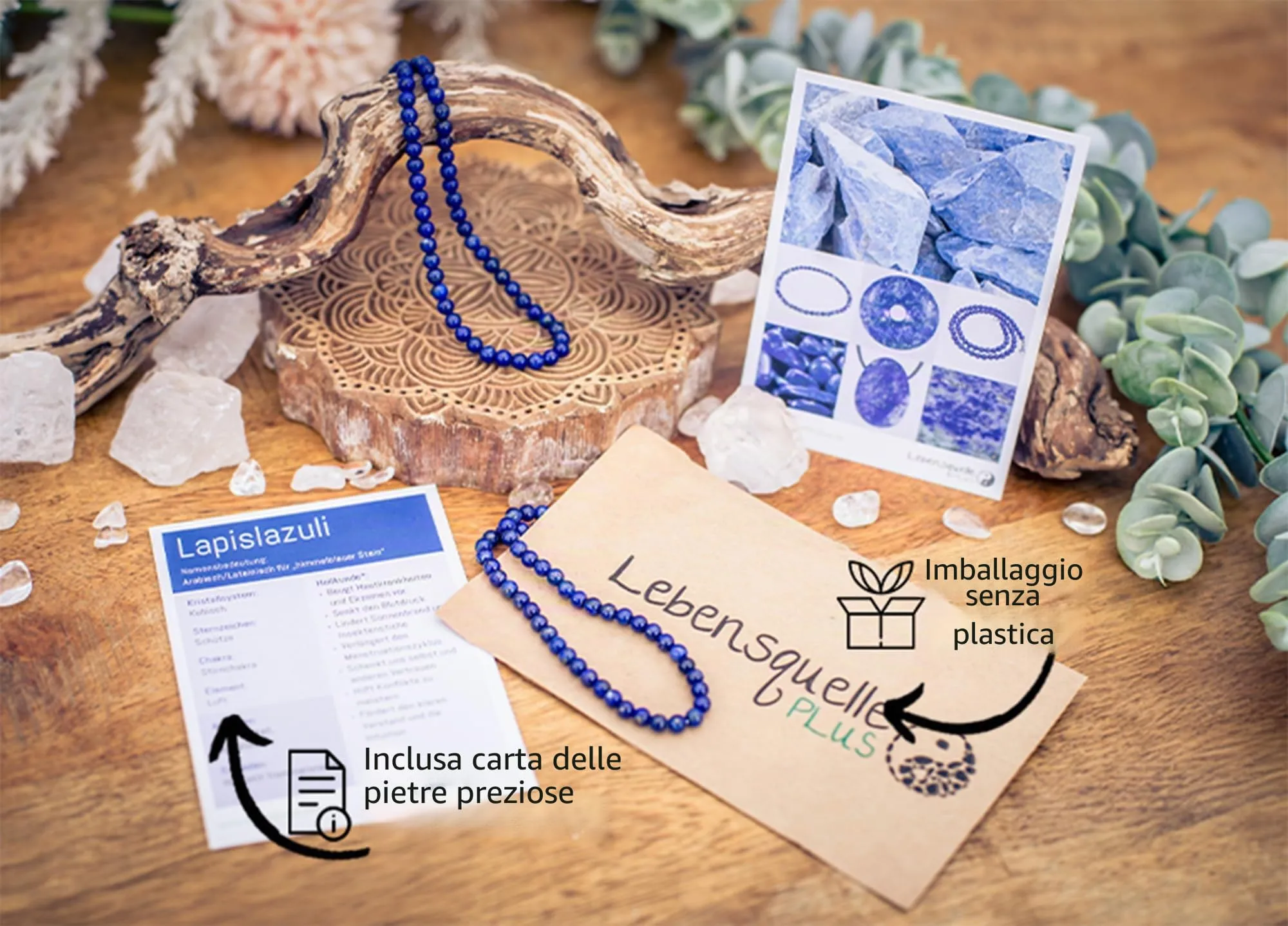 Collana con perline in pietra preziosa + chiusura in argento 925 4 mm - immagine 4