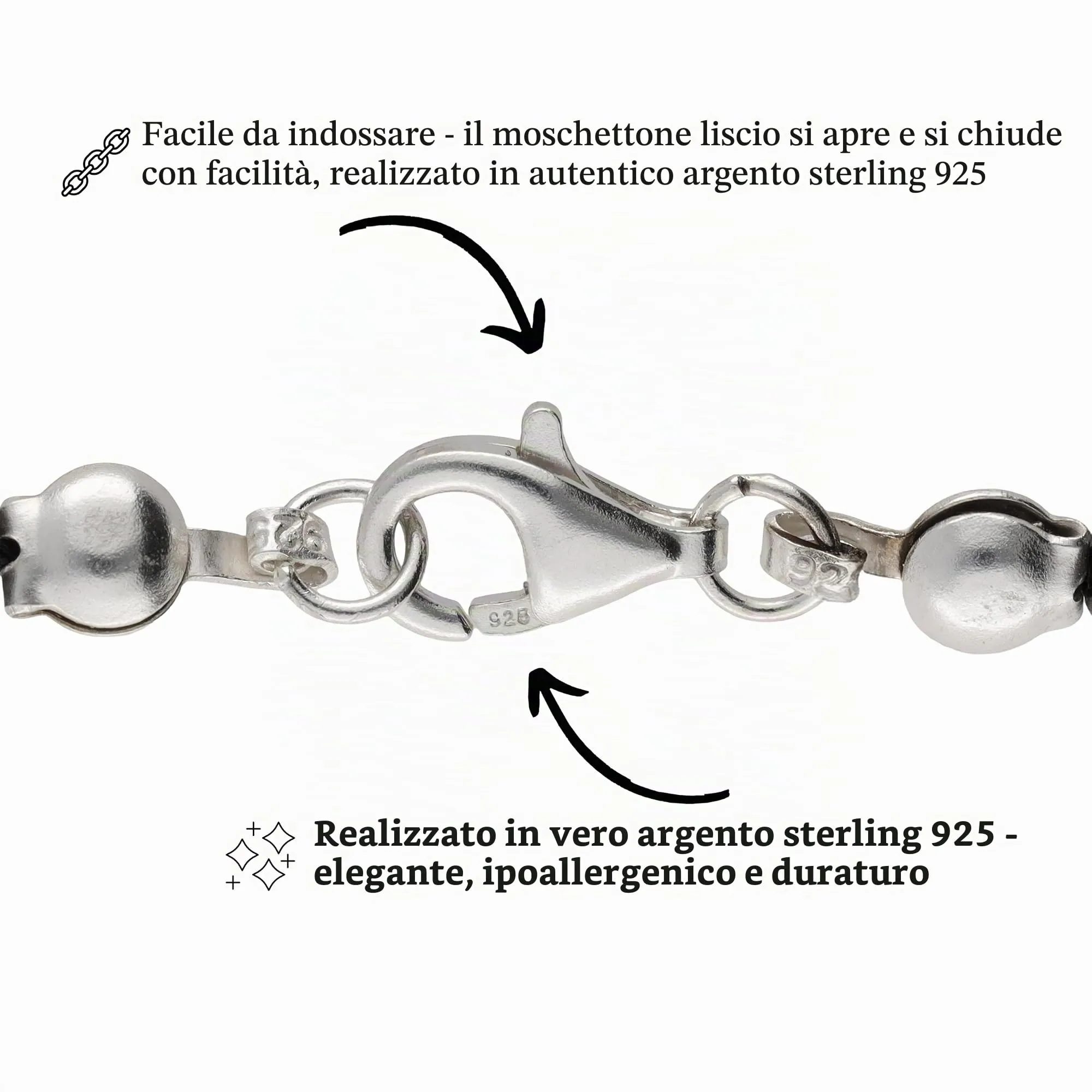 Collana con perline in pietra preziosa + chiusura in argento 925 4 mm - immagine 3