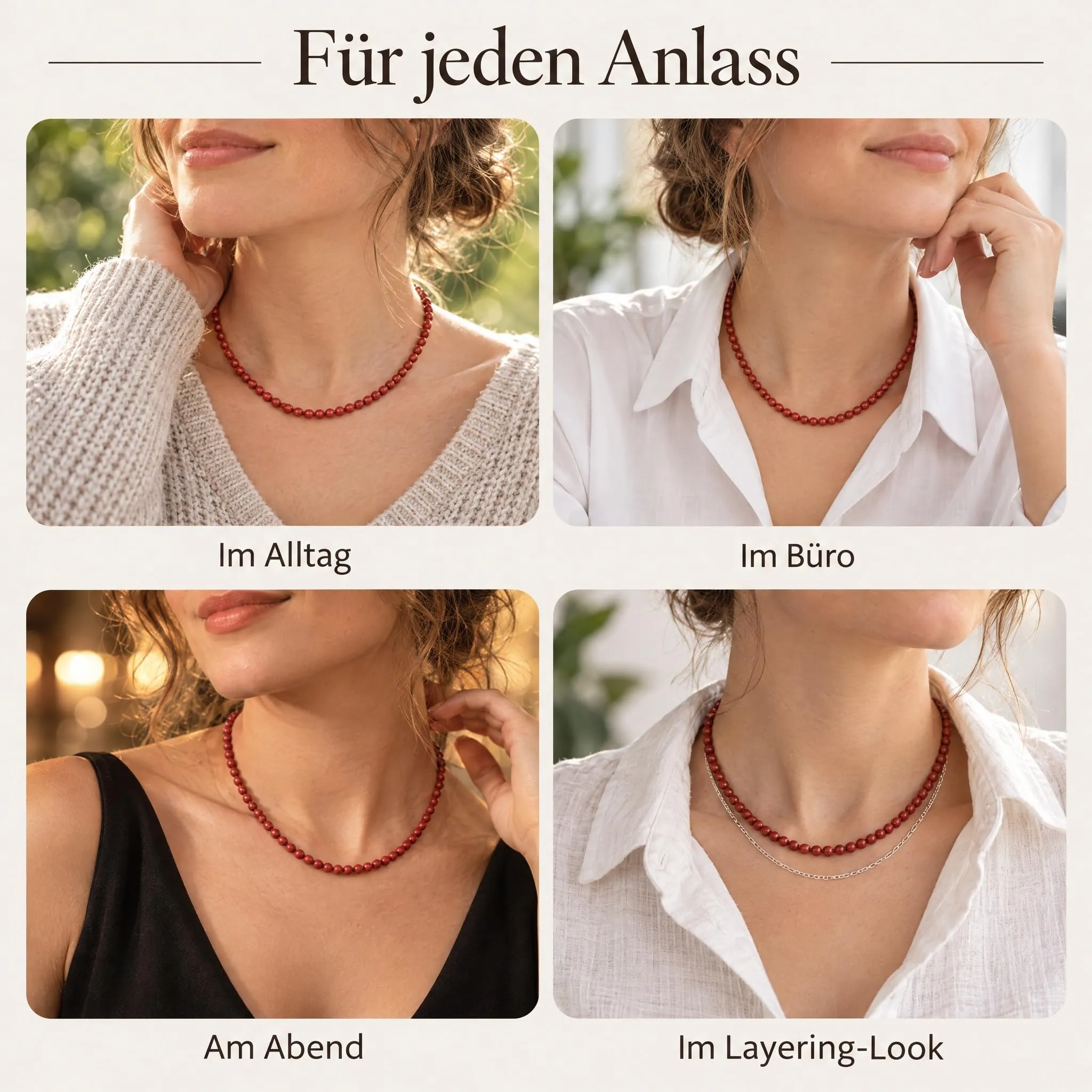 Collana con perline in pietra preziosa + chiusura in argento 925 4 mm - immagine 6