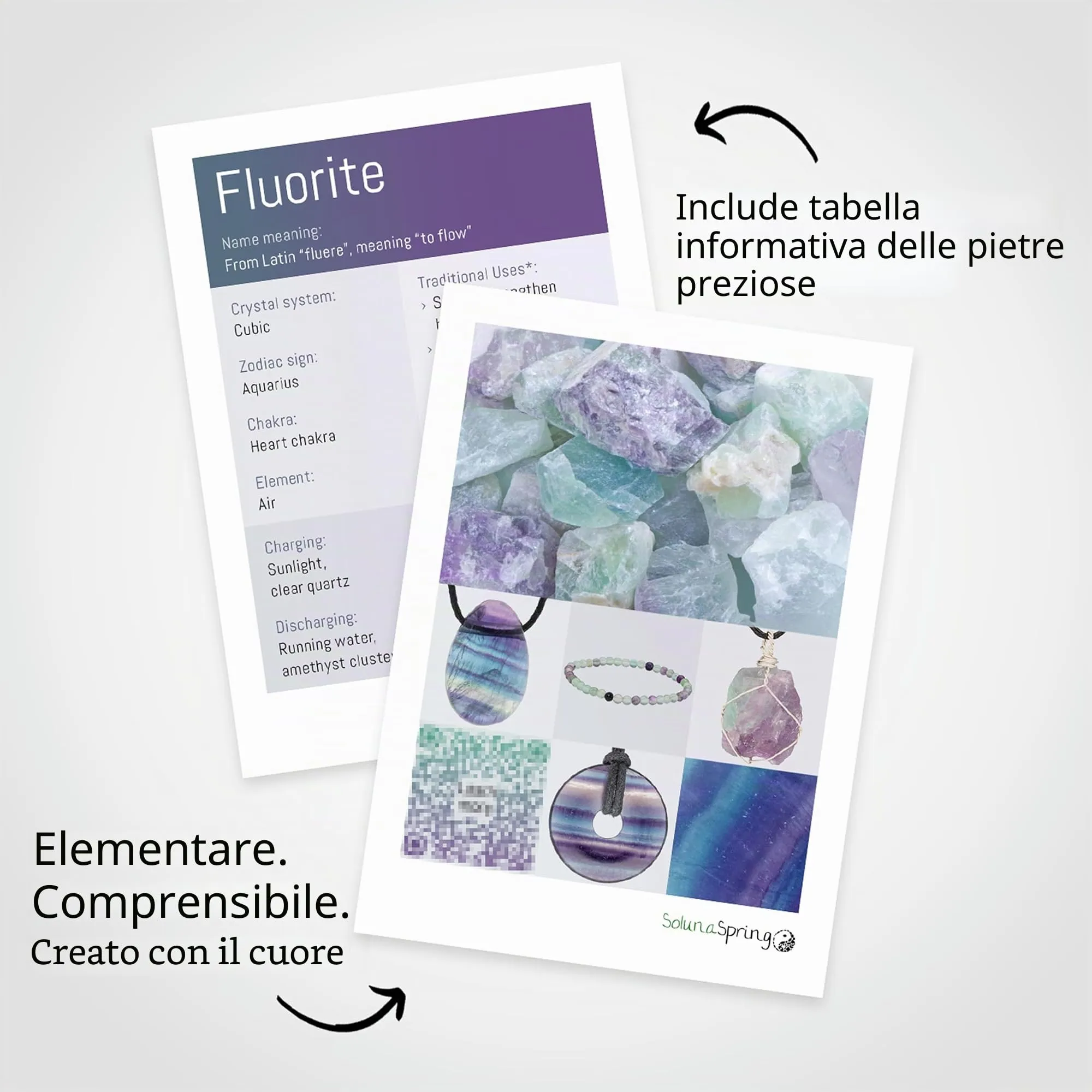 Collana con perline in pietra preziosa + chiusura in argento 925 (Fluorite) - immagine 4