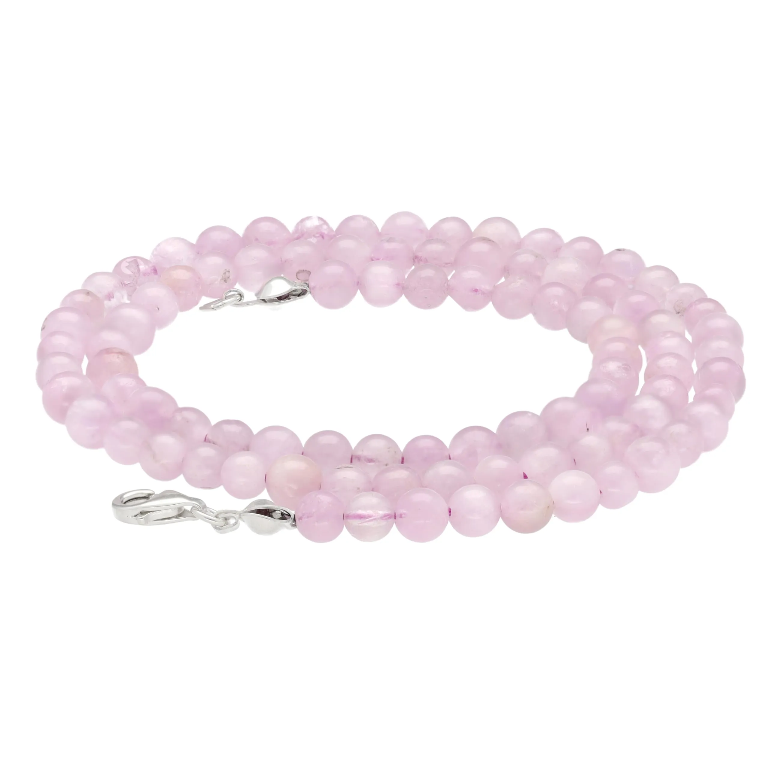 Collana con perline in pietra preziosa + chiusura in argento 925 (Kunzite) - immagine 1