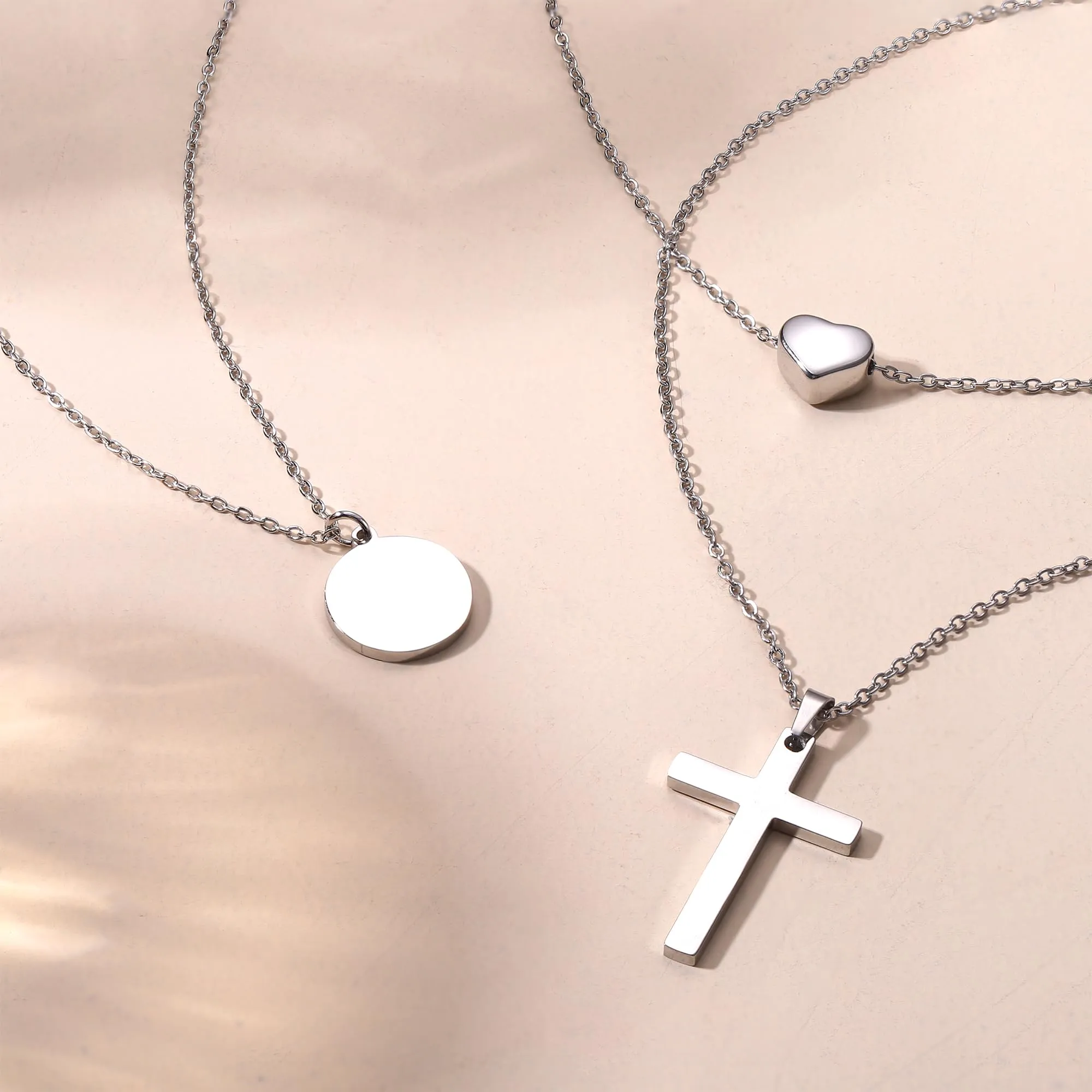 Adramata 3Pcs Collana Donna Acciaio Inossidabile Set Girocollo Pendenti - immagine 6