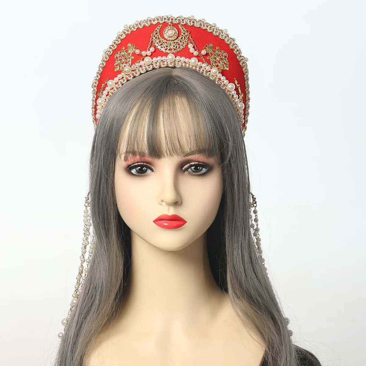 GRACEART - Cappello Elisabettano Anne Boleyn con copricapo Tudor, Corona Hood - immagine 2