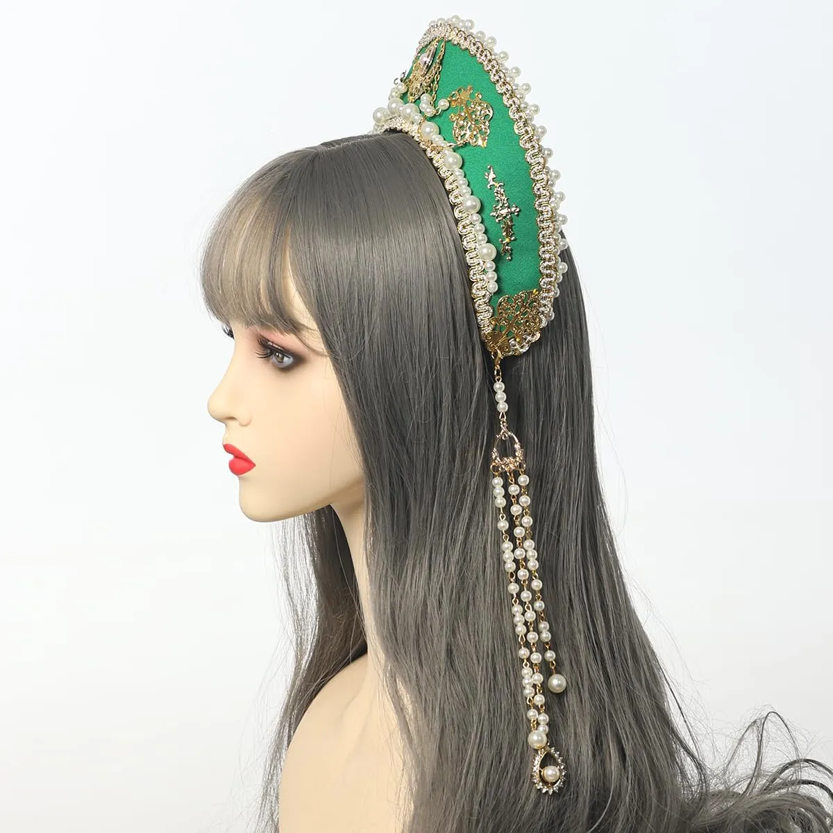 GRACEART Anne Boleyn Cappello elisabettiano Tudor Coronet Hood Hat - immagine 4