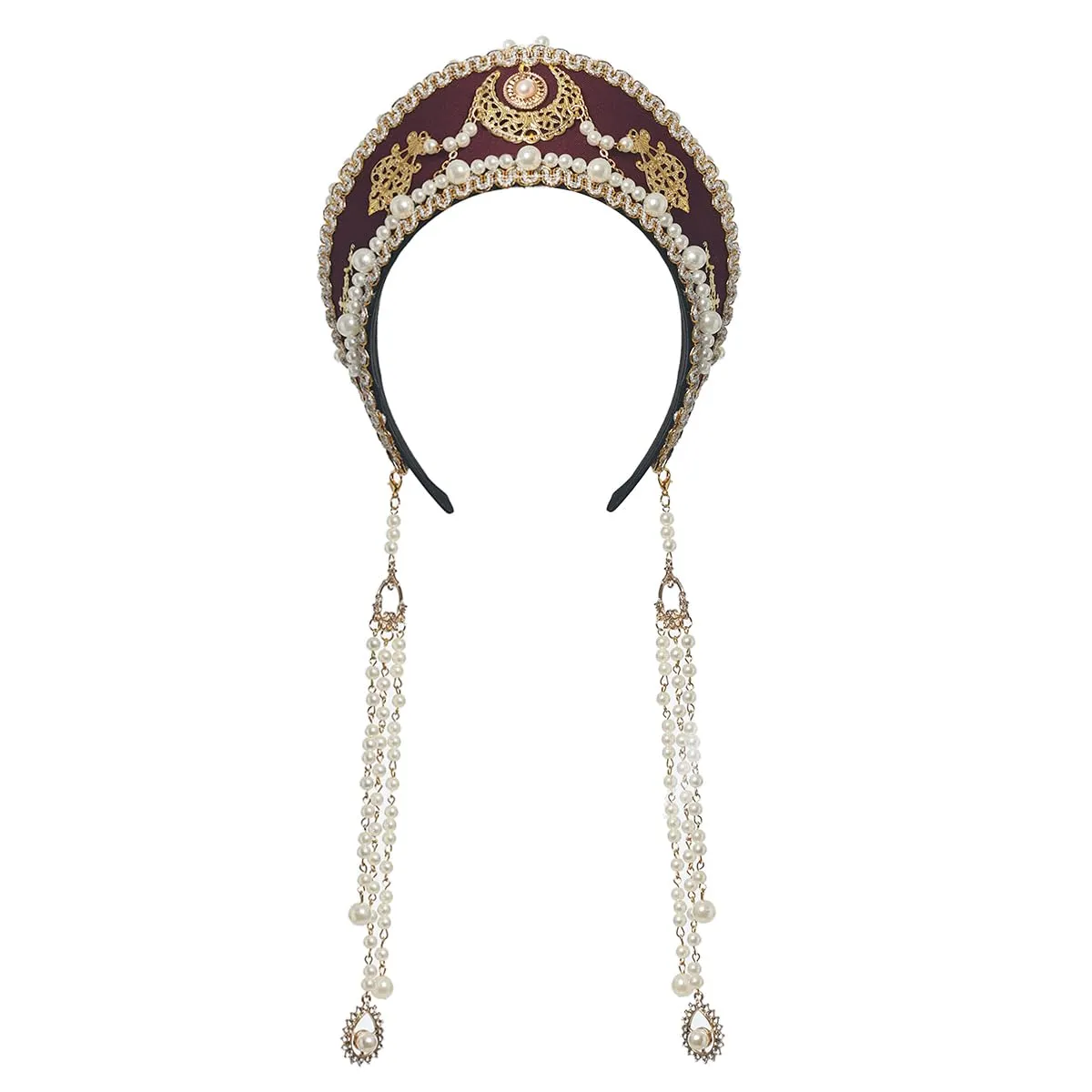 GRACEART Cappello Anne Boleyn Copricapelli Copricapo Elisabettano Corona Tudor Con Cappuccio - immagine 1