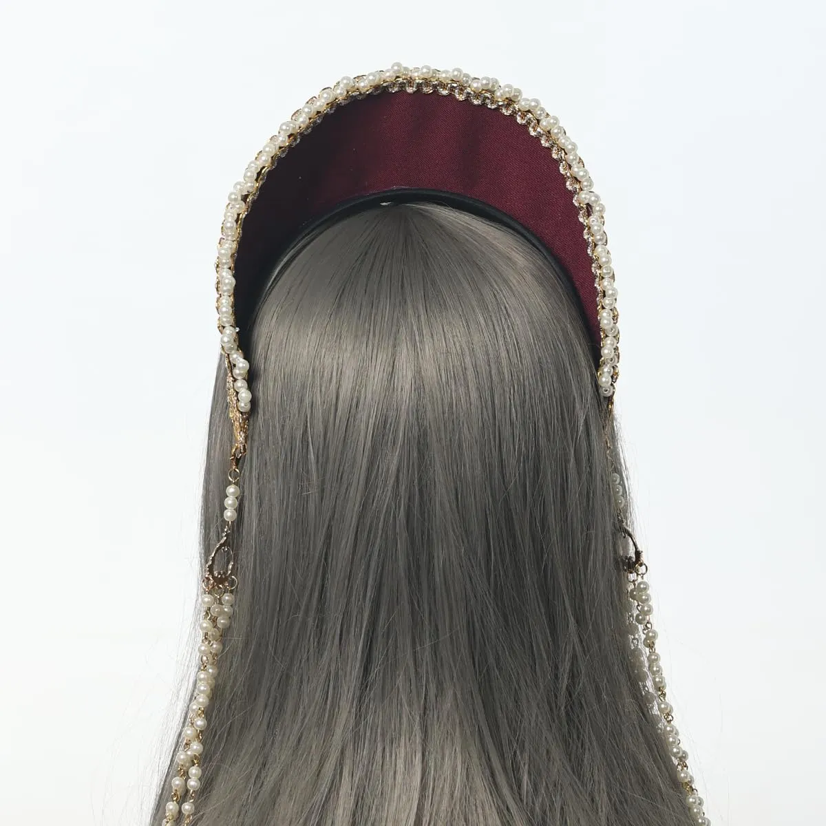 GRACEART Cappello Anne Boleyn Copricapelli Copricapo Elisabettano Corona Tudor Con Cappuccio - immagine 4