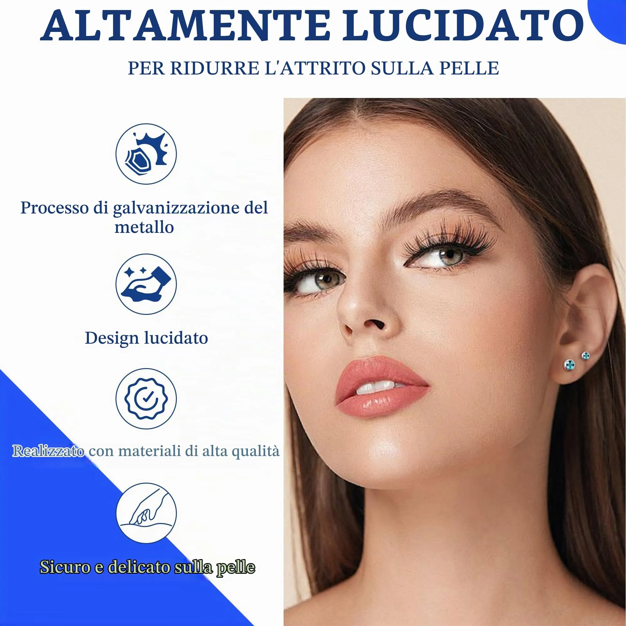 Artskin Orecchini in Titanio Ipoallergenici con Cristallo 3mm/4mm/5mm - immagine 3