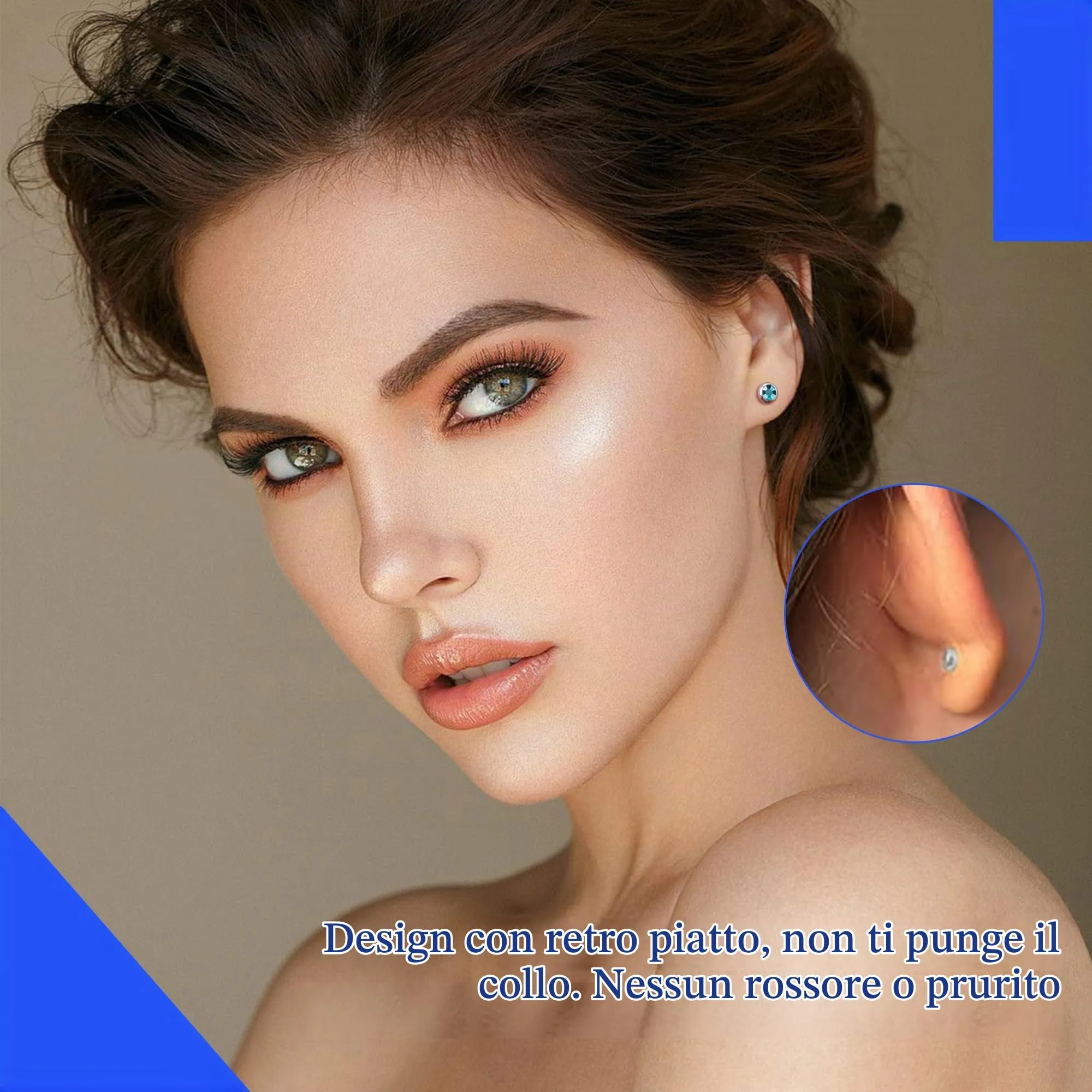 Artskin Orecchini in Titanio Ipoallergenici con Cristallo 3mm/4mm/5mm - immagine 4