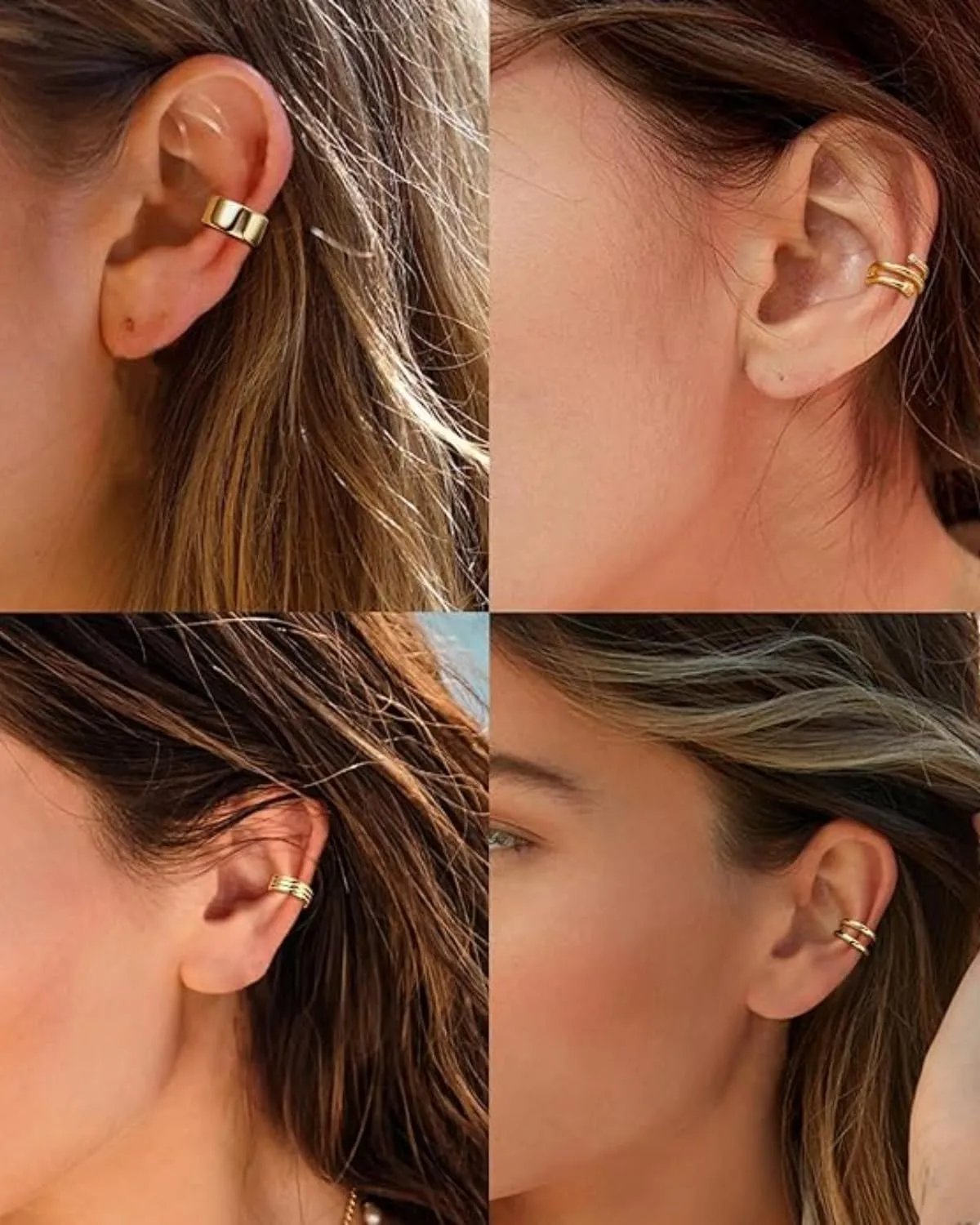 TOZBLEU 64 PCS Ear Cuff Orecchini Set Orecchini Senza Buco Non Piercing Cartilagine Catena Polsino Orecchini Ear Clip per Donne Regolabile Farfalla Wrap Orecchini Clip Finta Earcuffs Ipoallergenici - immagine 6