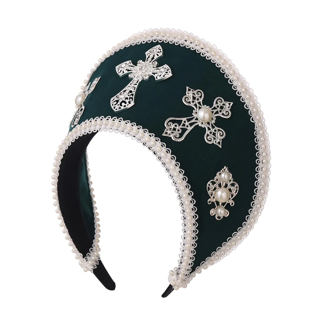 GRACEART - Cappello Elisabettano Anne Boleyn con copricapo Tudor, Corona Hood - immagine 4