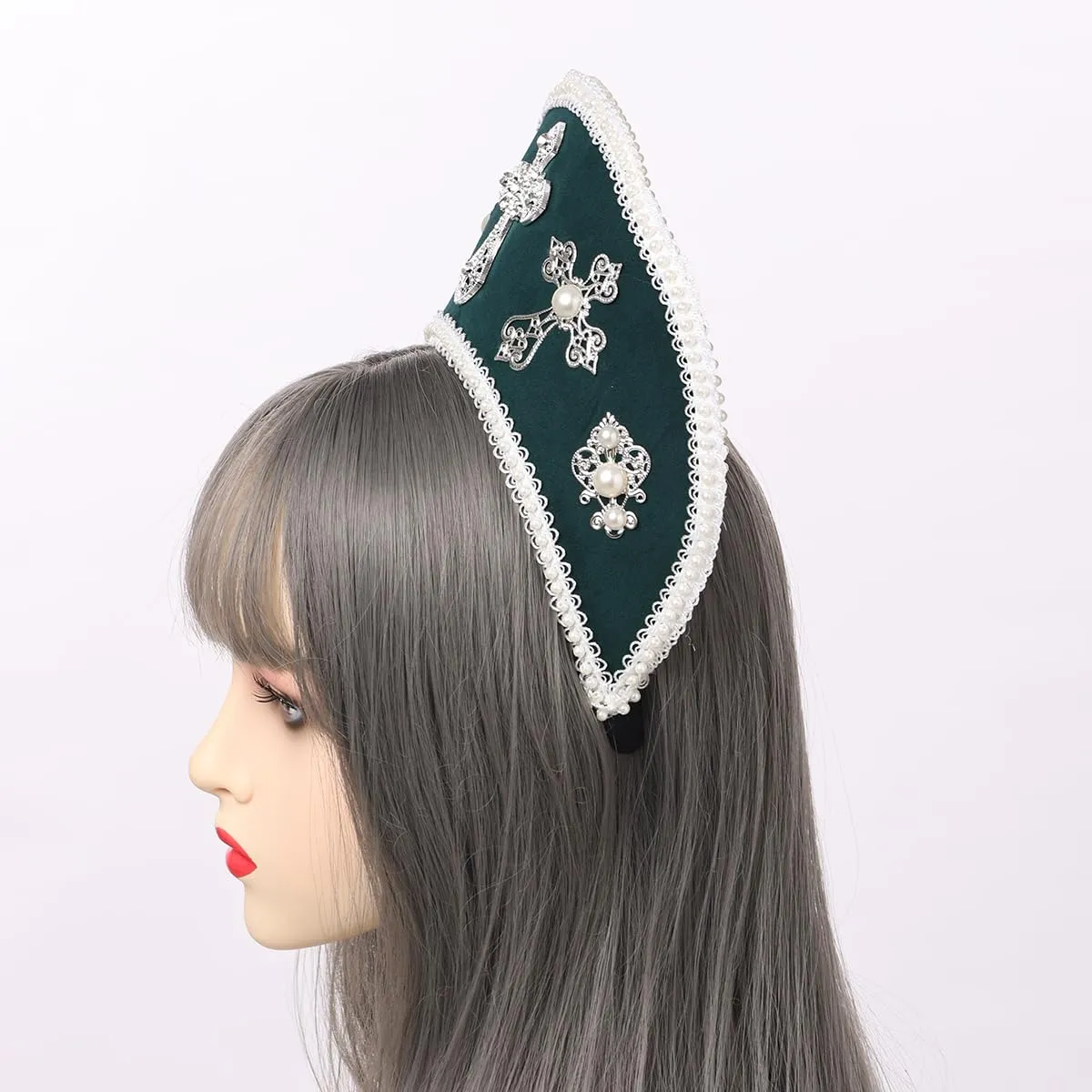 GRACEART - Cappello Elisabettano Anne Boleyn con copricapo Tudor, Corona Hood - immagine 6
