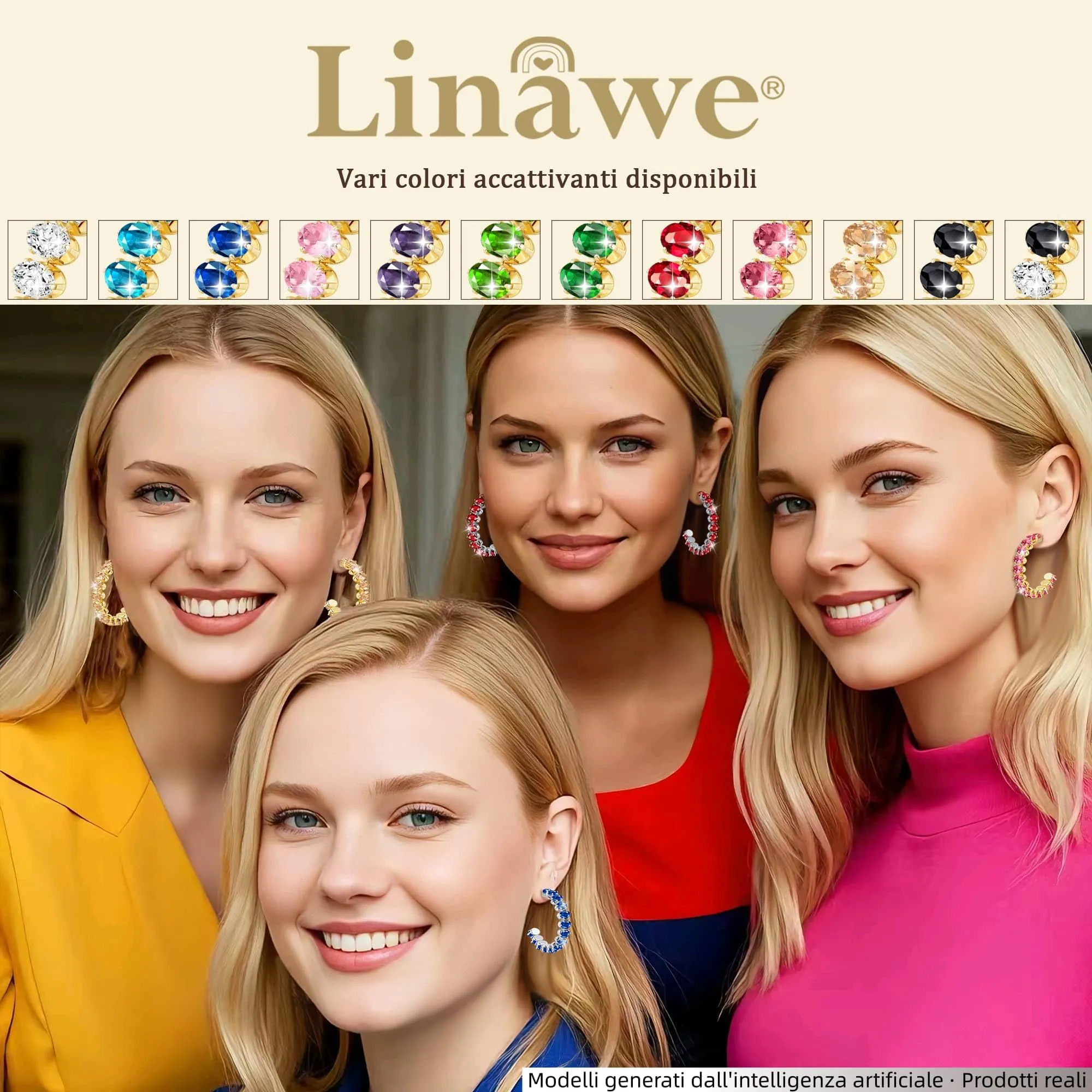 Linawe Orecchini pendenti in oro blu zaffiro, grandi orecchini da donna in acciaio inossidabile, orecchini di tendenza, gioielli alla moda placcati in oro, orecchini con pietra - immagine 6