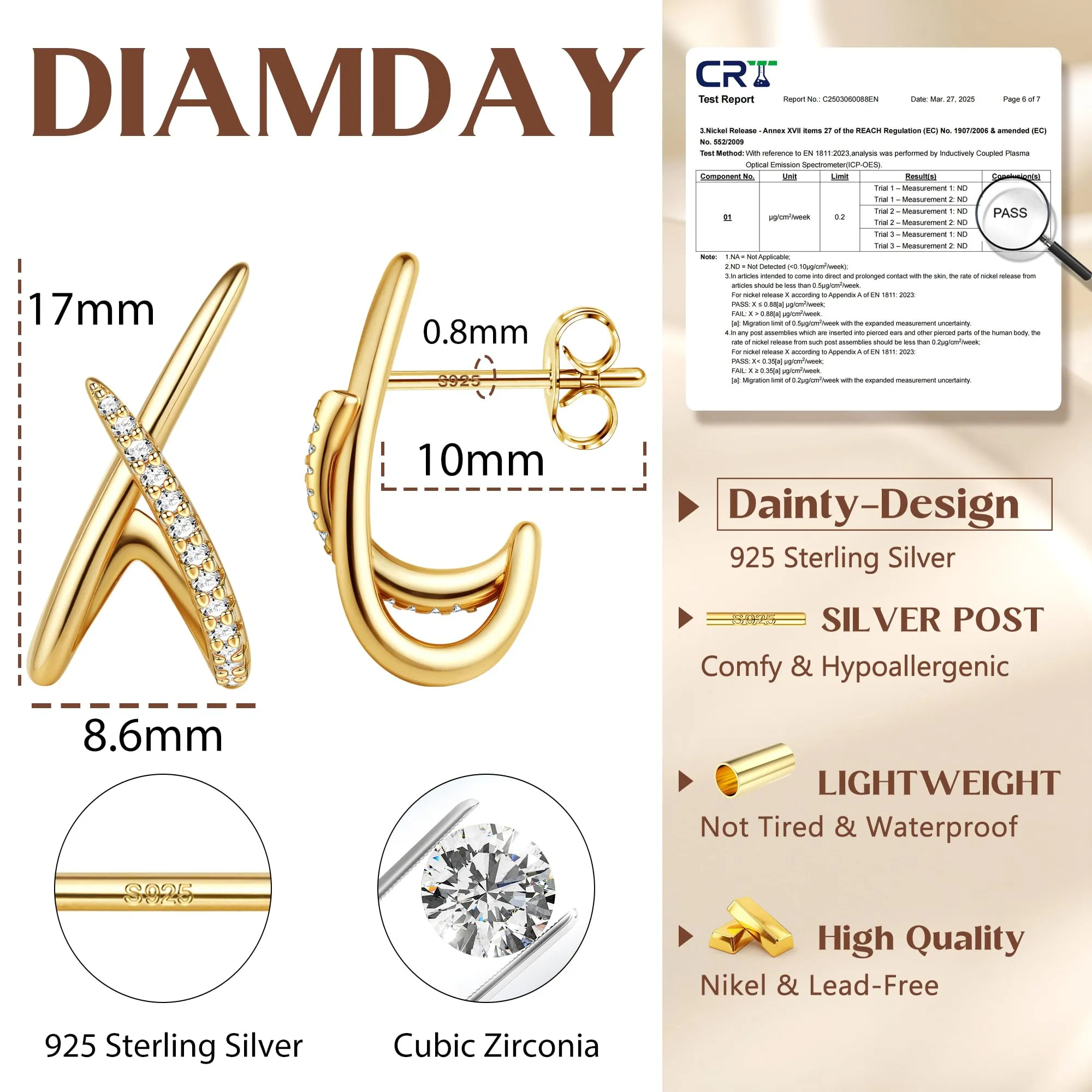 Diamday Orecchini Donna, forma X Orecchini, Agli in argento 925 - immagine 4