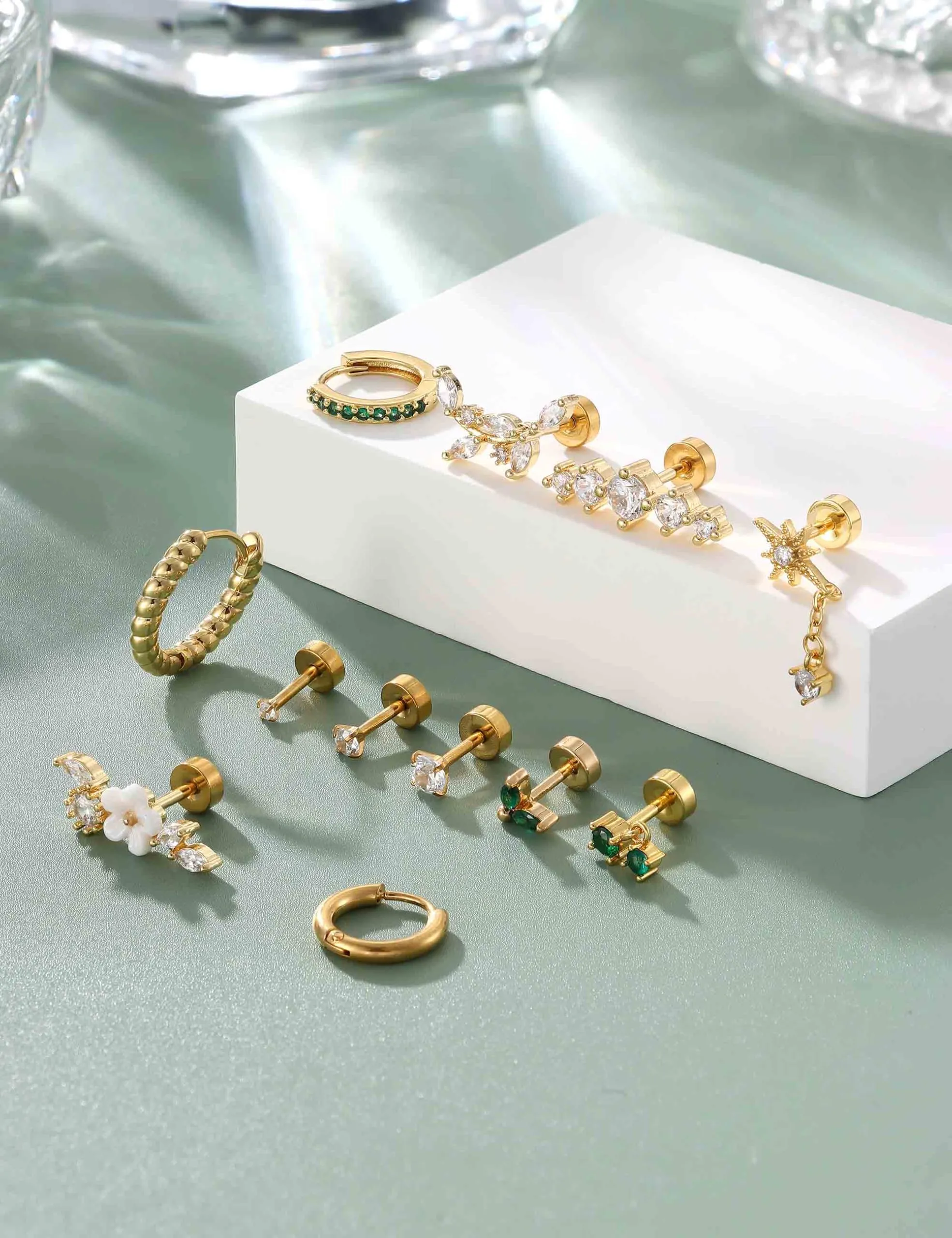 Adramata 12Pcs 16G Piercing Orecchio Acciaio Inossidabile Set Donna - immagine 6