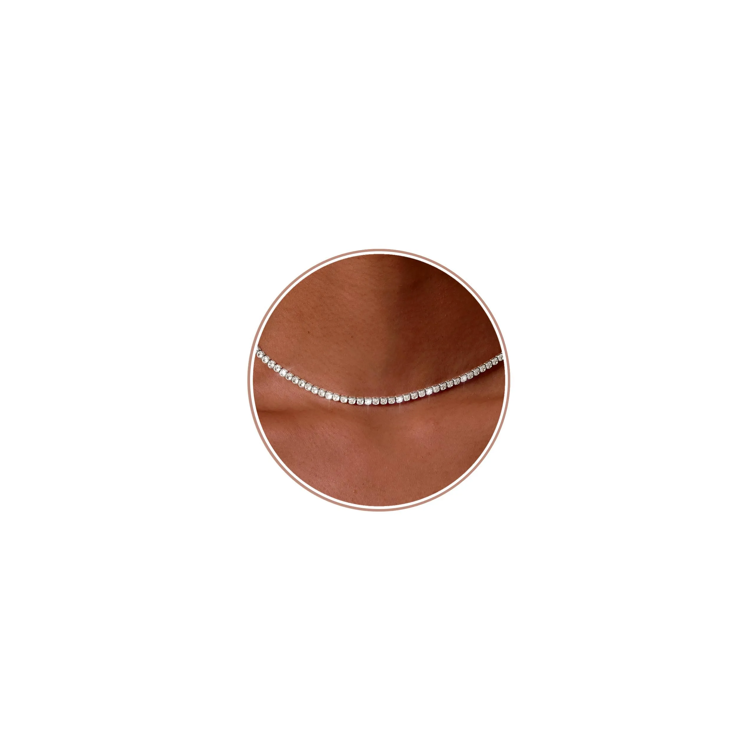 CASSIECA Zircone Collana Donna Placcato Argento 925 Tennis Cadena - immagine 1