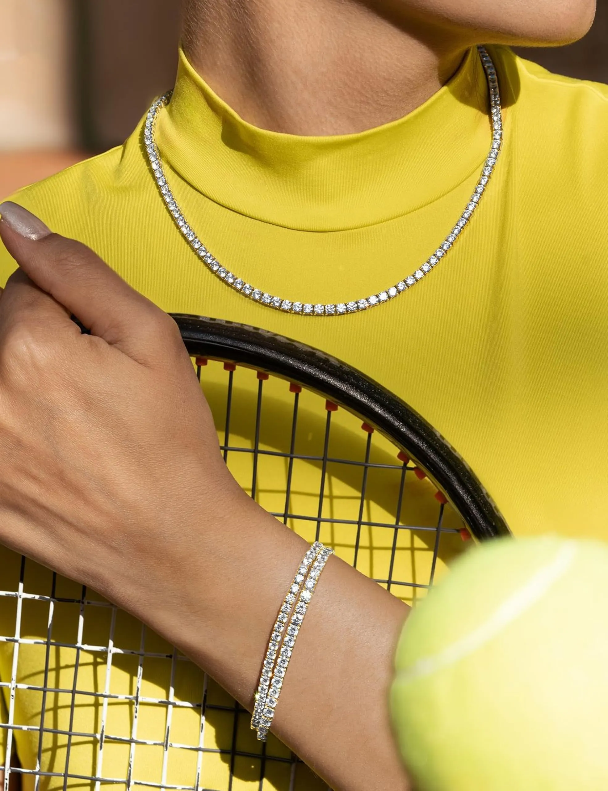 CASSIECA Zircone Collana Donna Placcato Oro Tennis Cadena - immagine 4