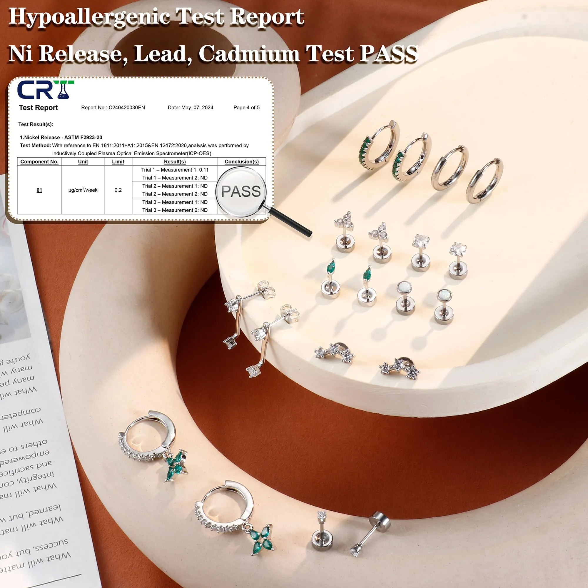 Roheafer 10 Paia Orecchini Donna Acciaio Inossidabile, Set Orecchini a Lobo Piatto & Cerchietti per Piercing Multipli (Cartilagine/Helix/Trago) - immagine 6