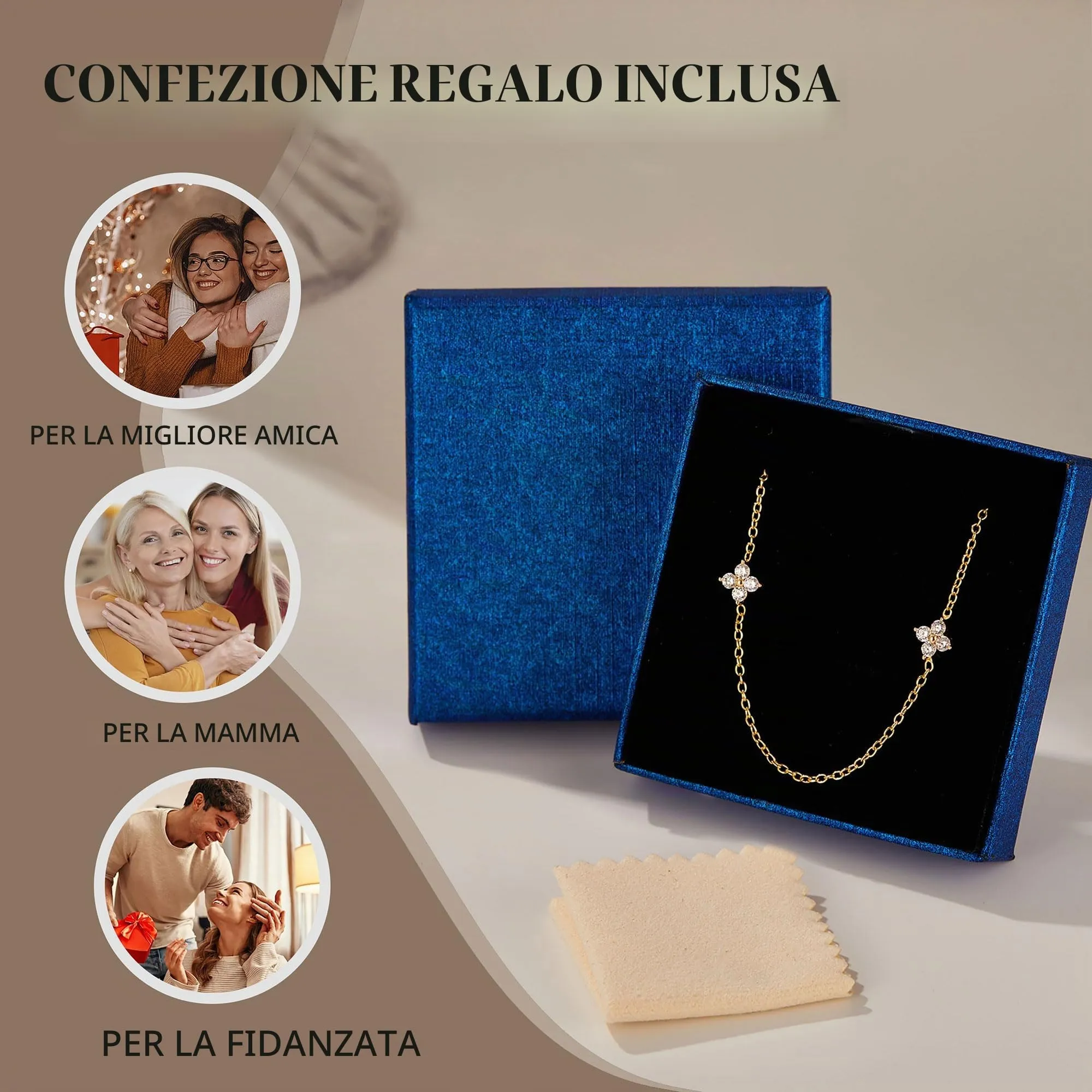 Finrezio Collana Donna con Chiusura in Argento 925 Zircone Cubico - immagine 6